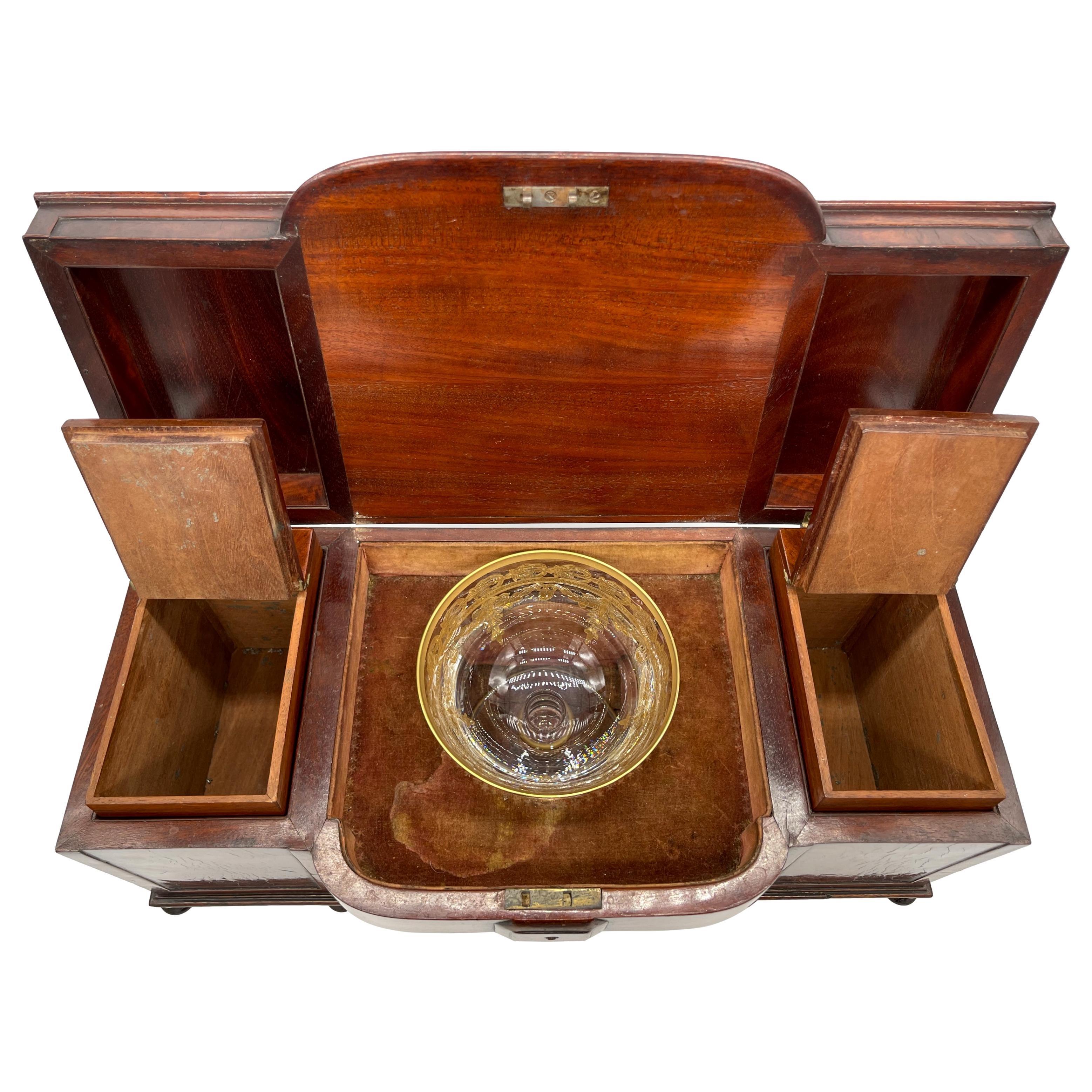 William IV Miniature Sideboard-Form Flame Mahogany Tea Caddy, English, ca. 1835 For Sale 7