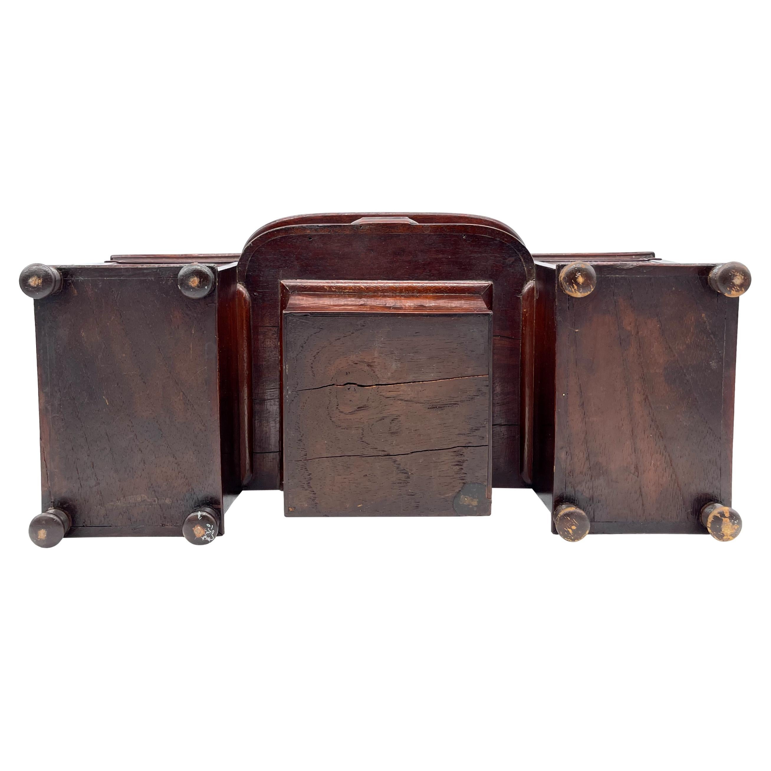 William IV Miniature Sideboard-Form Flame Mahogany Tea Caddy, English, ca. 1835 For Sale 9