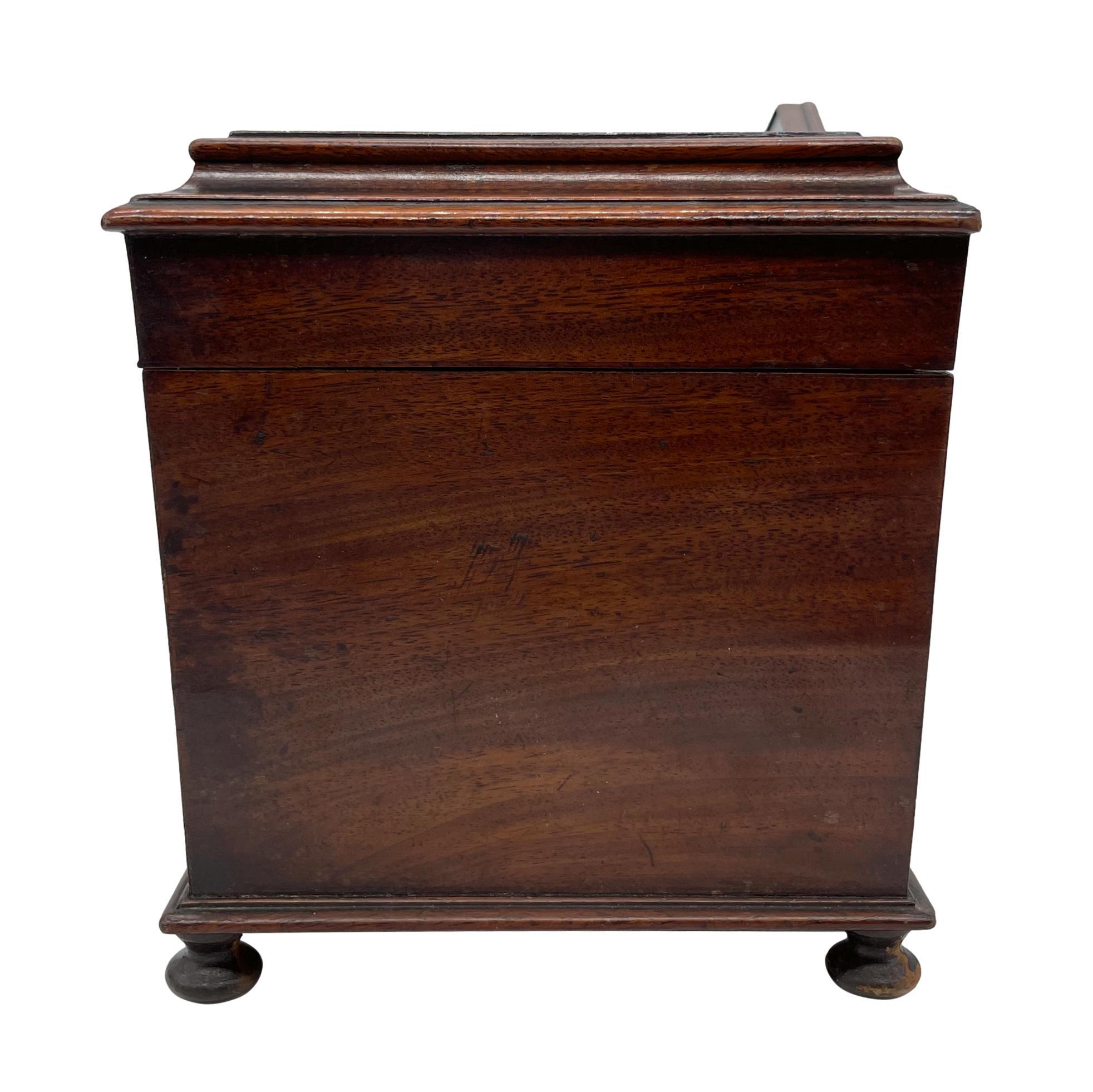 William IV Miniature Sideboard-Form Flame Mahogany Tea Caddy, English, ca. 1835 For Sale 3