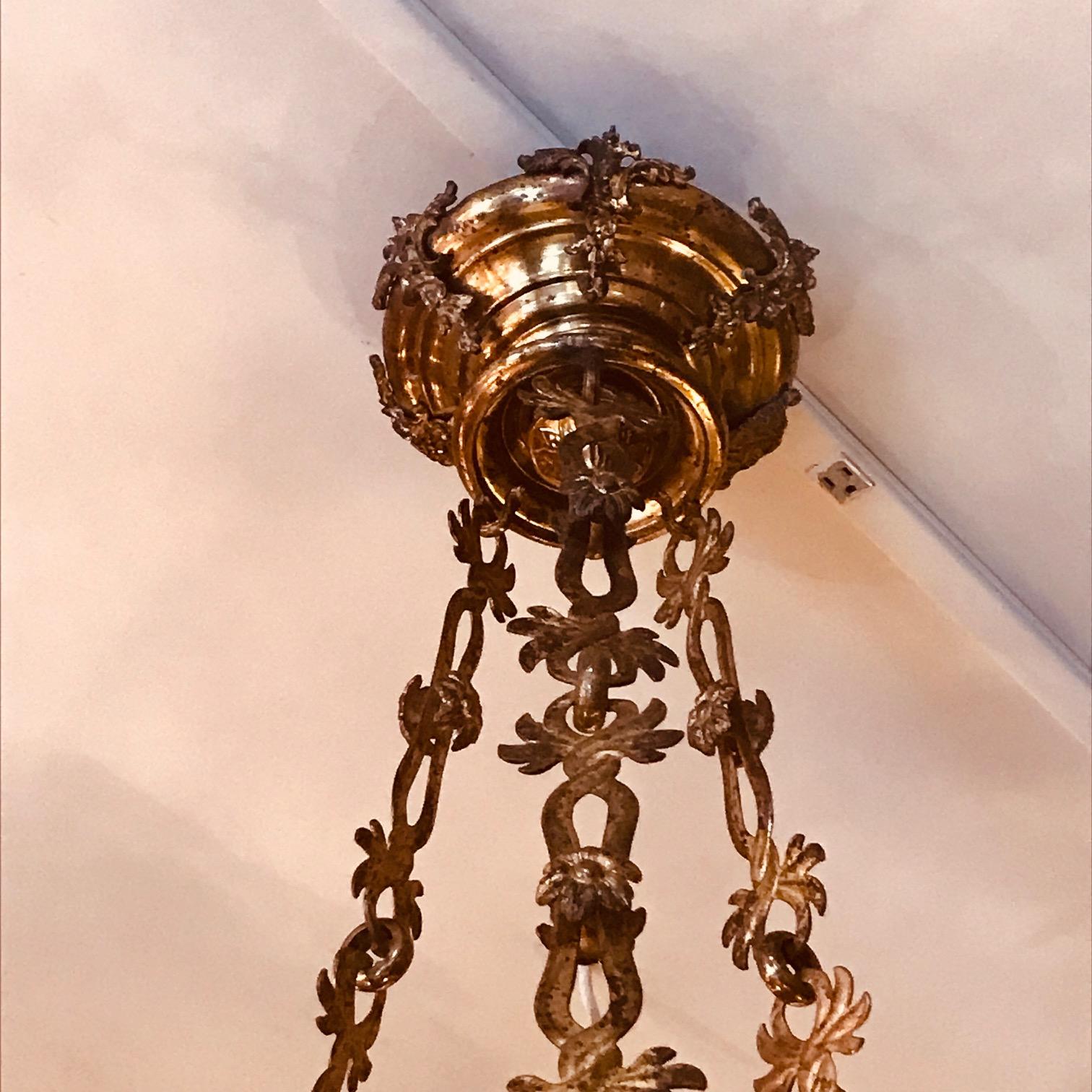 William IV Six Branch 21-Light Gilt Bronze Chandelier For Sale 5