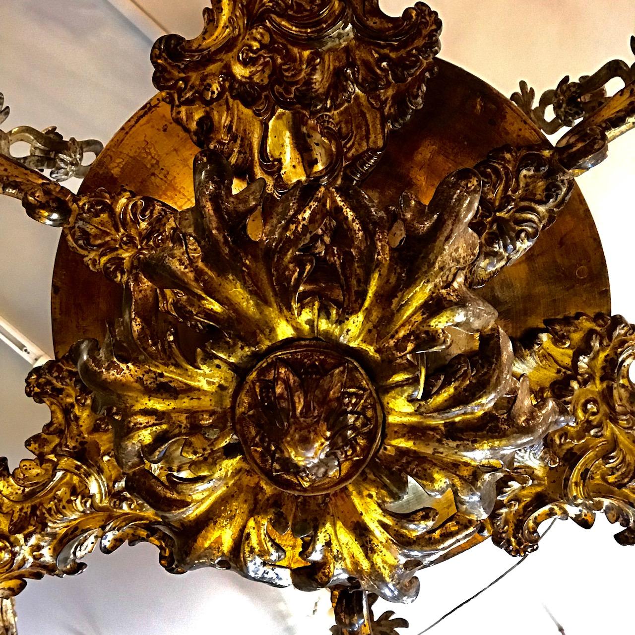 William IV Six Branch 21-Light Gilt Bronze Chandelier For Sale 7