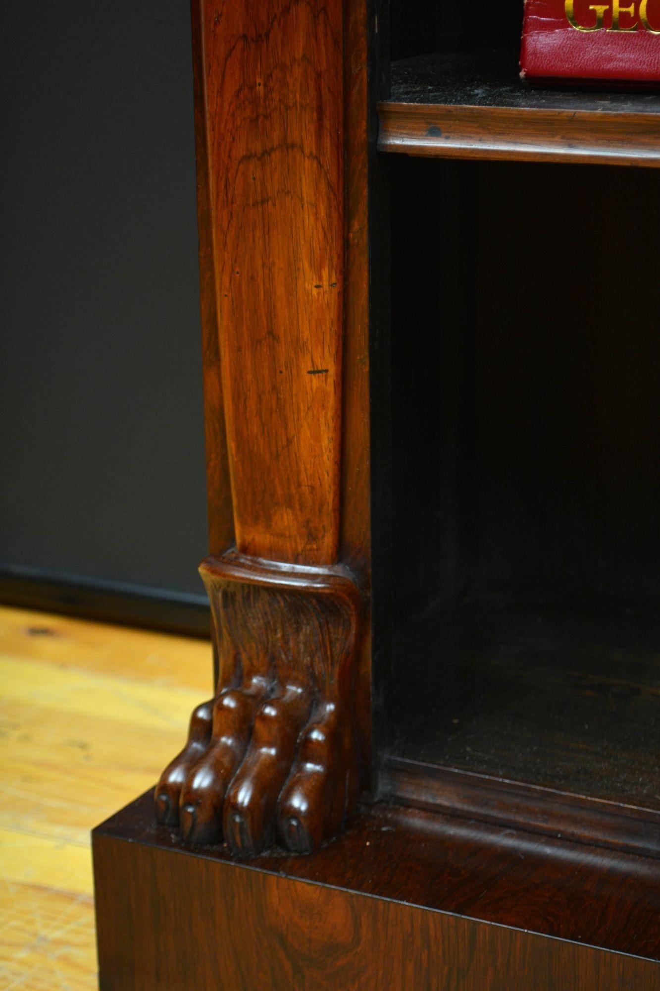 William IV Open Bookcase in Rosewood For Sale 8
