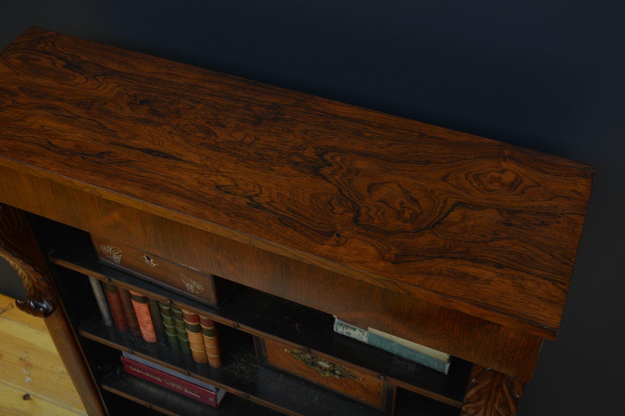 William IV Open Bookcase in Rosewood For Sale 1