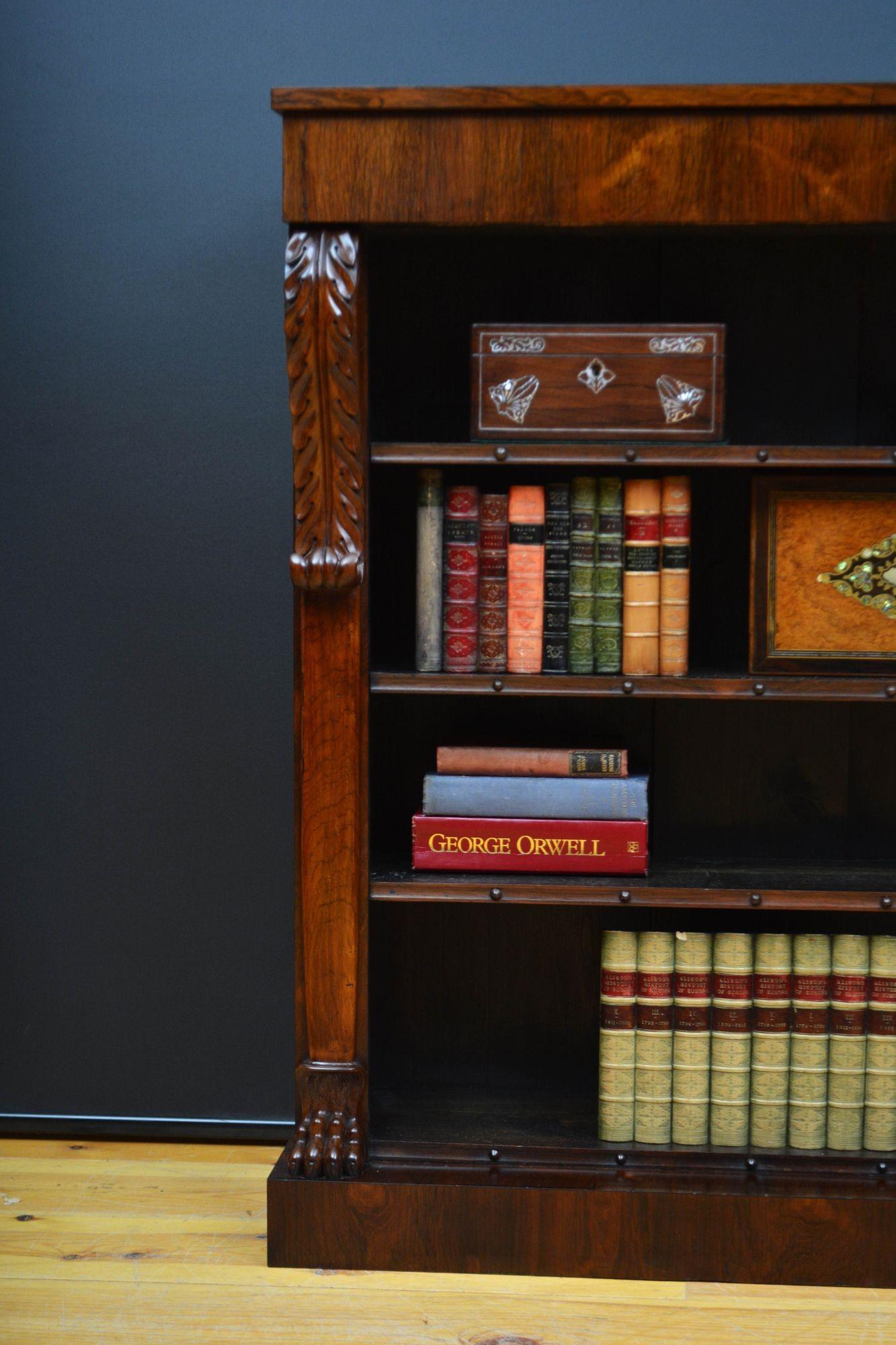 William IV Open Bookcase in Rosewood For Sale 3