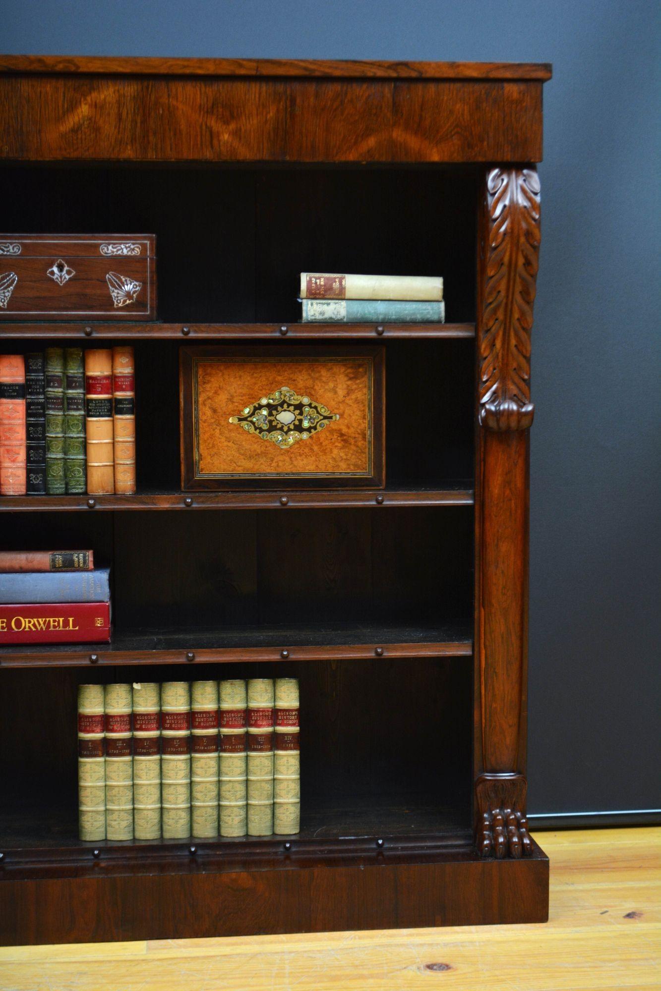 William IV Open Bookcase in Rosewood For Sale 4
