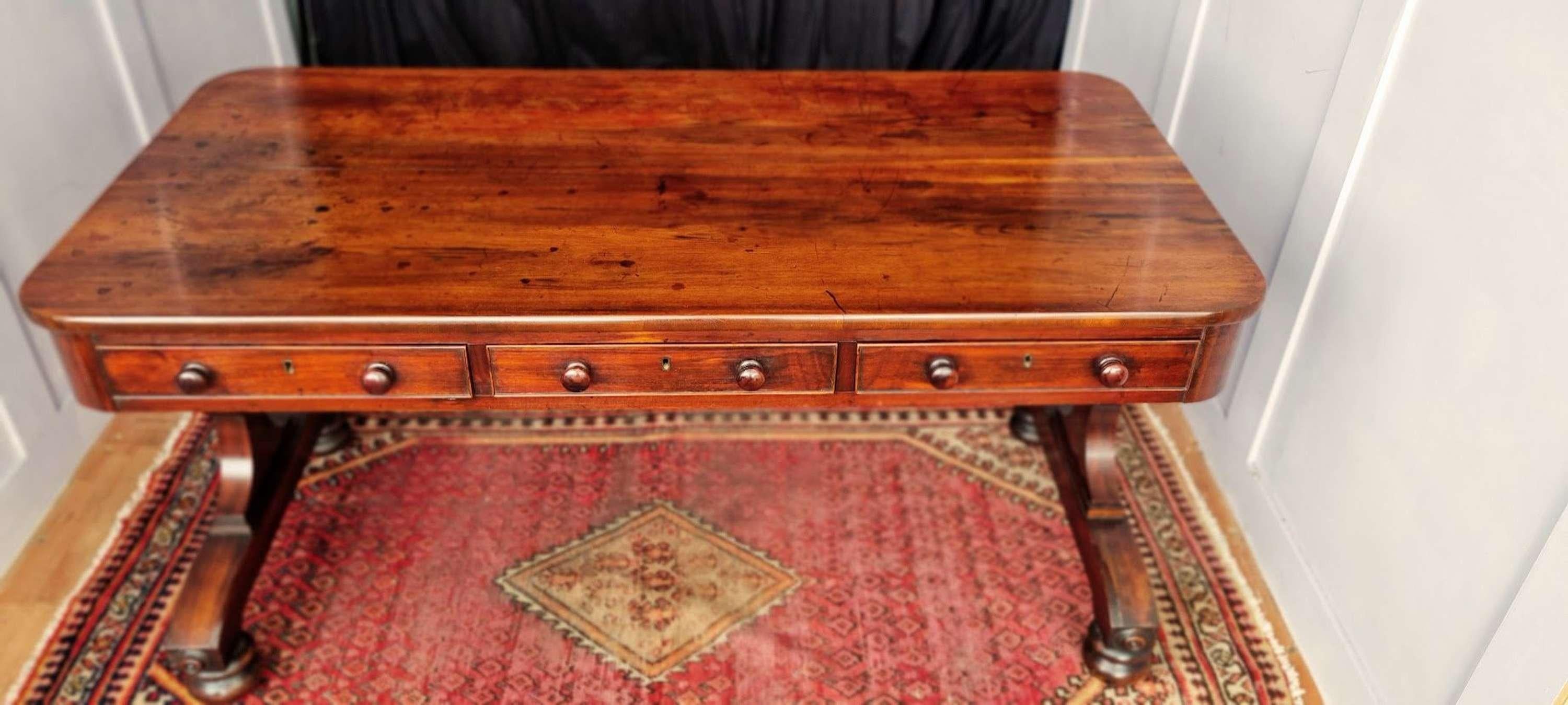 European William IV Padouk wood library table For Sale