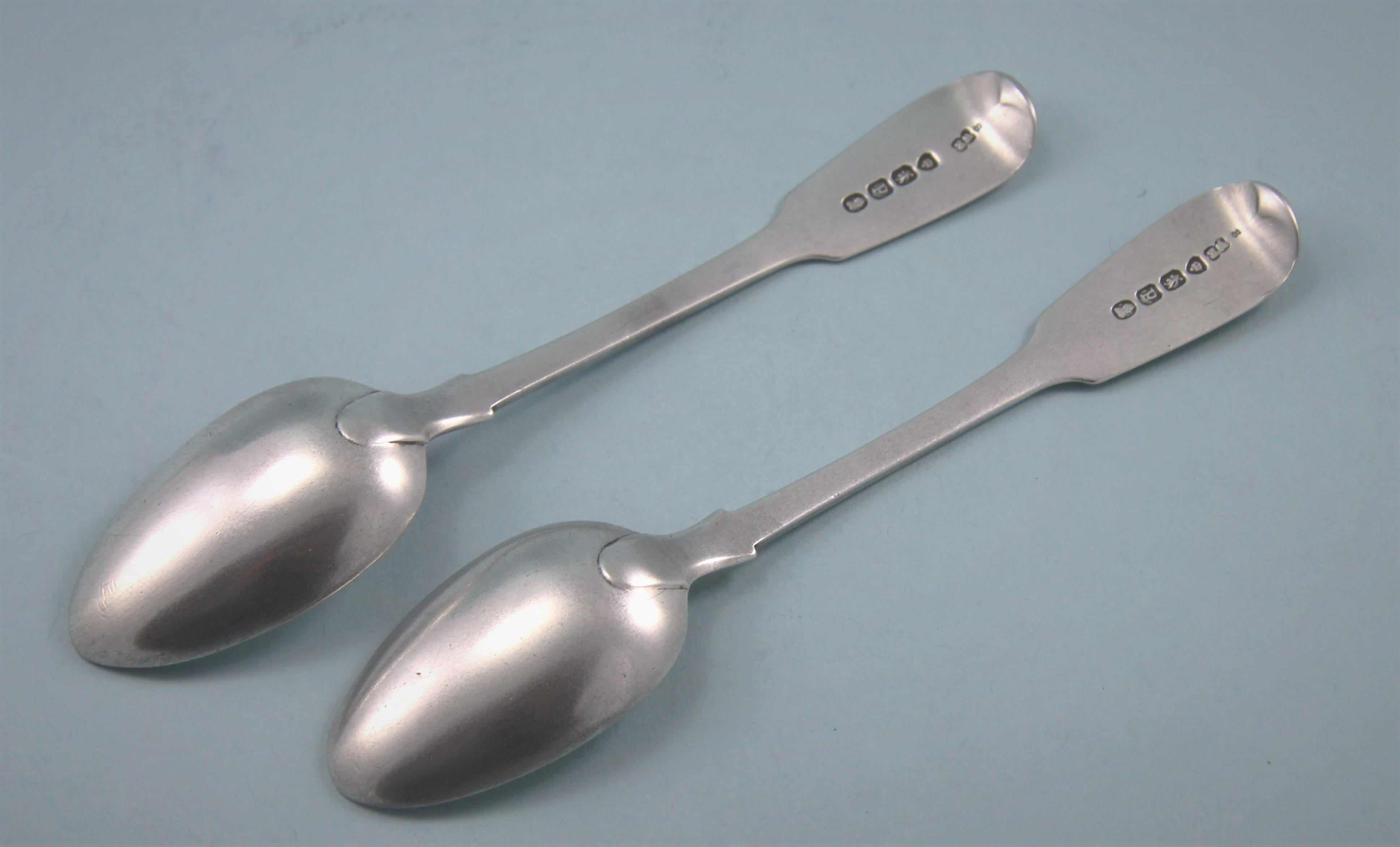 English William iv Pair of Sterling Silver Horticultural Society Prize Teaspoons For Sale