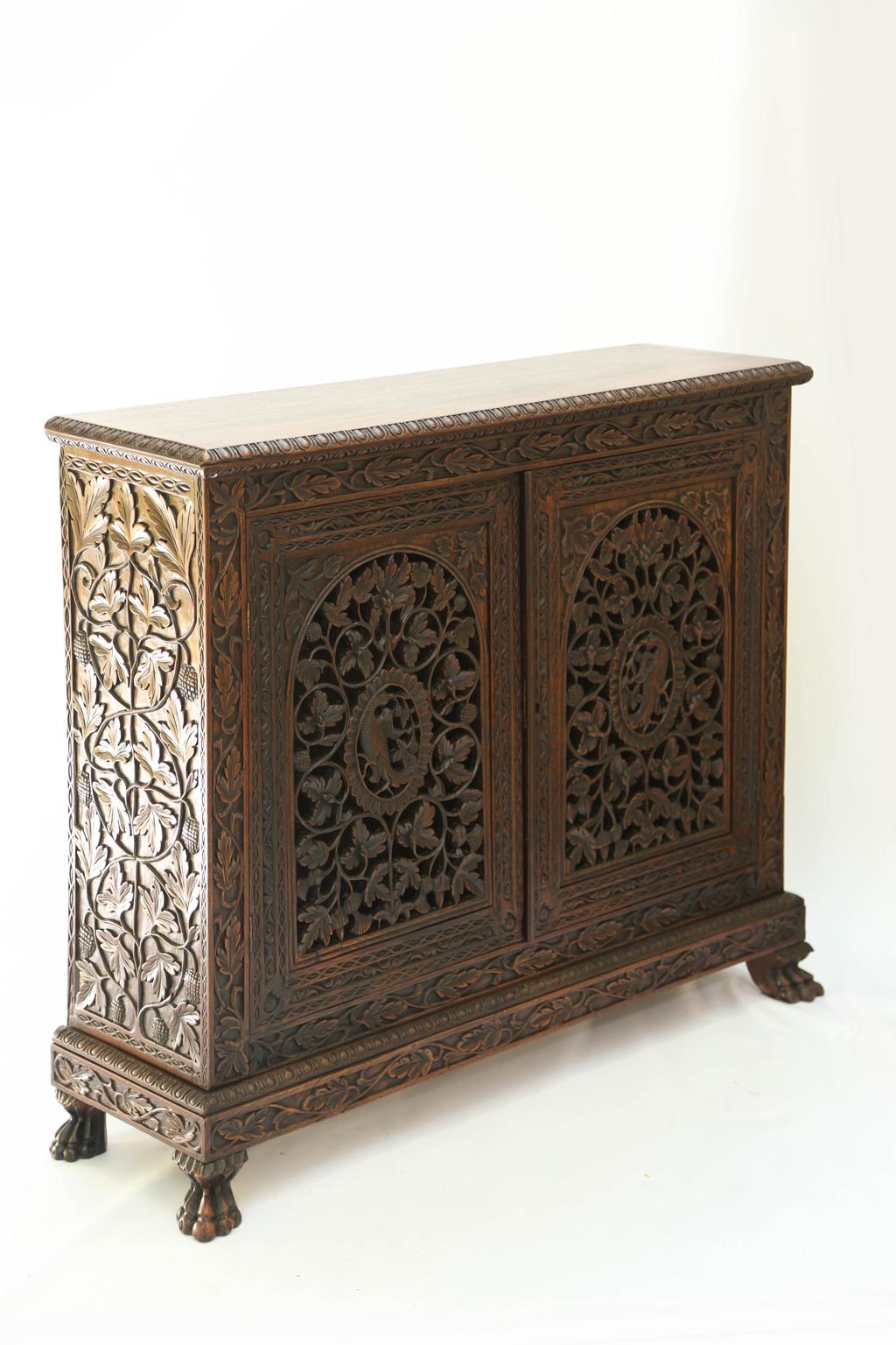 Hand-Carved William IV Period Anglo-Indian Rosewood Cabinet