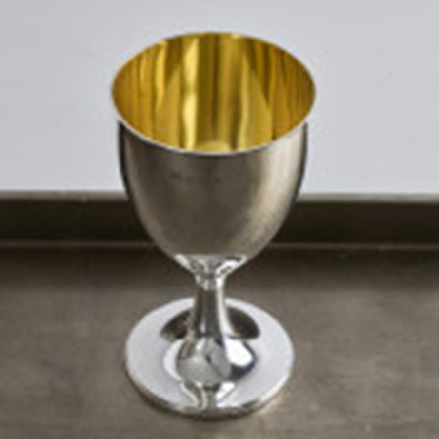 Sterling Silver Set of eight gilt-lined silver wine goblets