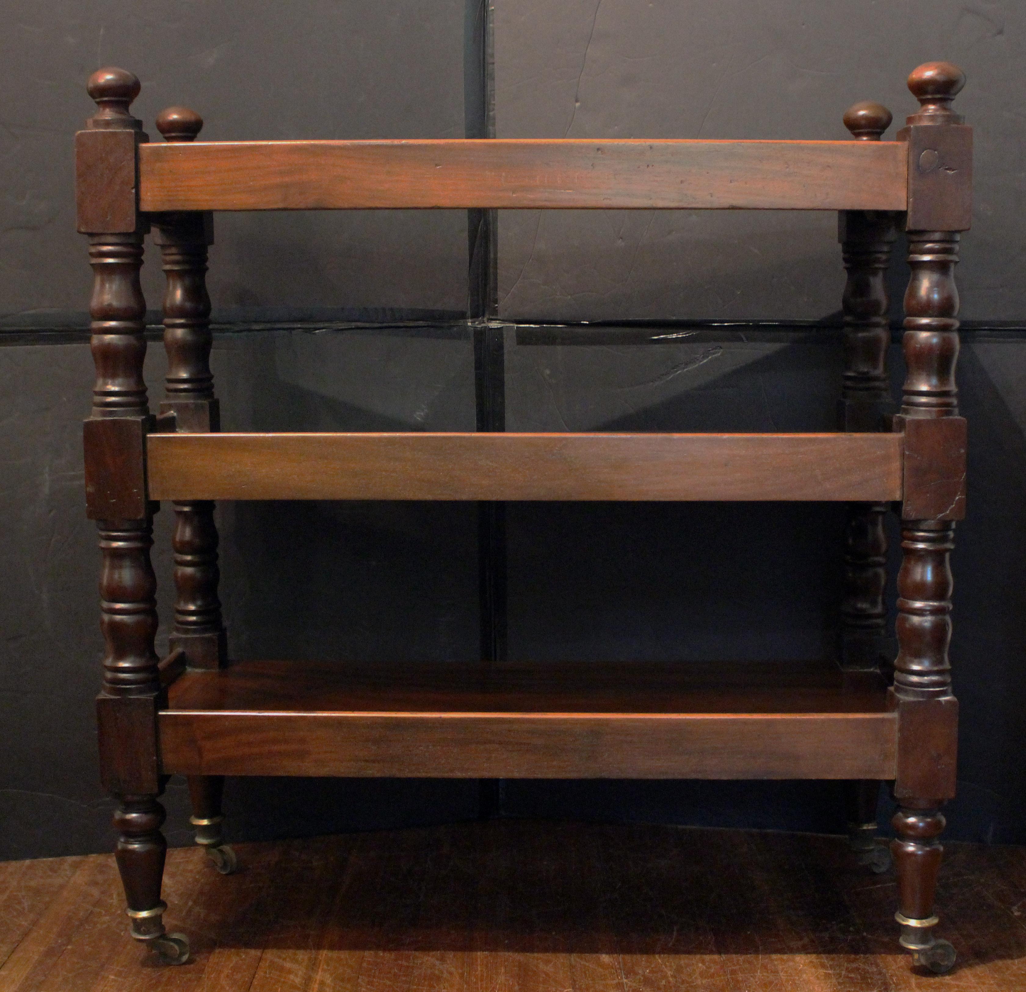 Brass William IV Period Mahogany Butler's Trolley Etagere or Dumbwaiter