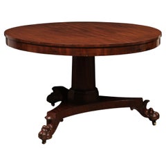 Antique William IV period Mahogany Round Tilt-Top Dining Table Carved Claw Feet