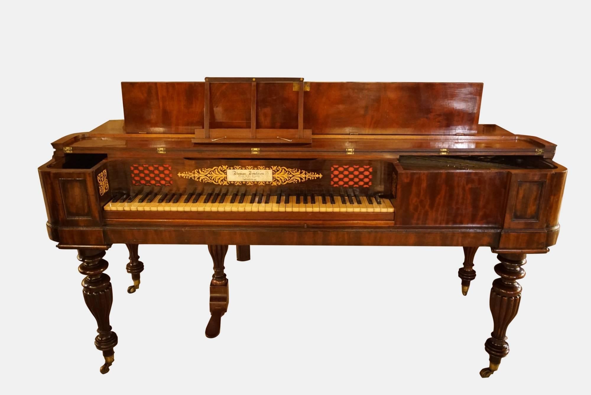 British William IV period square piano by Thomas Tomkinson Maker to George IV For Sale