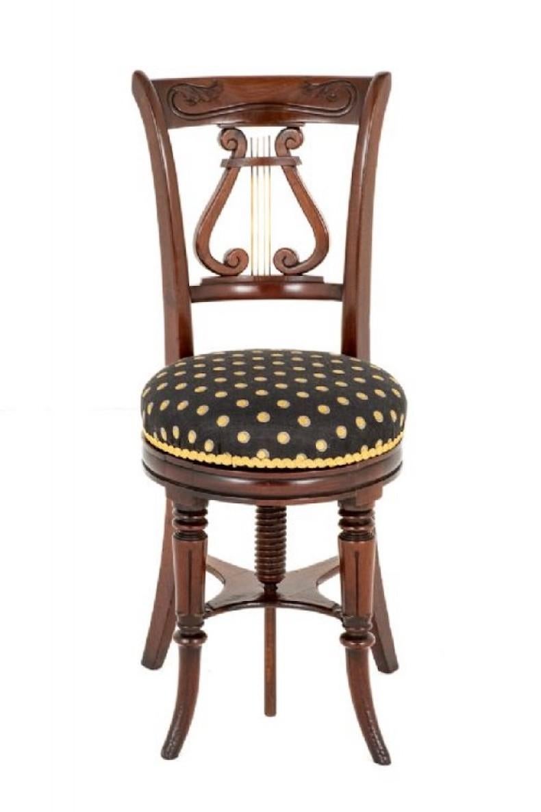 William IV Klavierhocker Drehbarer Stuhl Sitz Mahagoni (William IV.) im Angebot