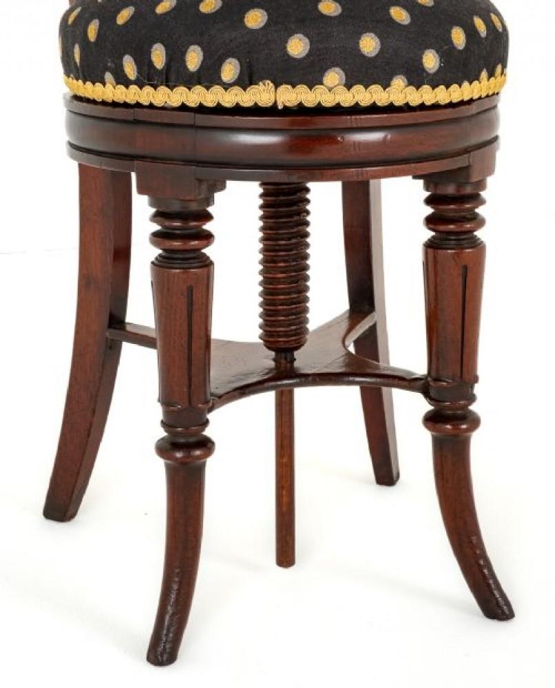 William IV Klavierhocker Drehbarer Stuhl Sitz Mahagoni im Zustand „Gut“ im Angebot in Potters Bar, GB