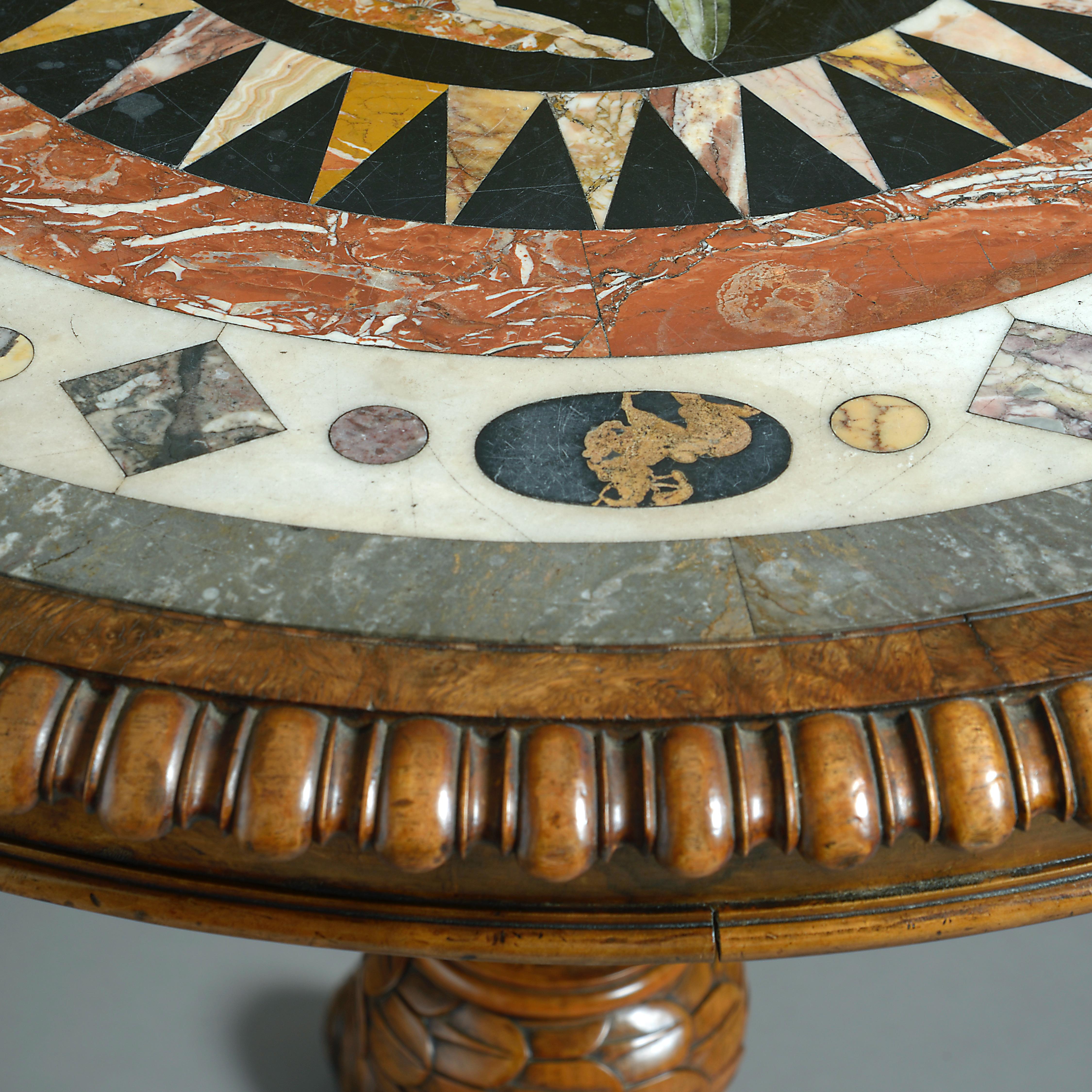 William IV Pietra Dura and Walnut Centre Table For Sale 2