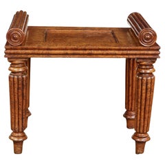 Antique William IV Pollard Oak Hall Bench