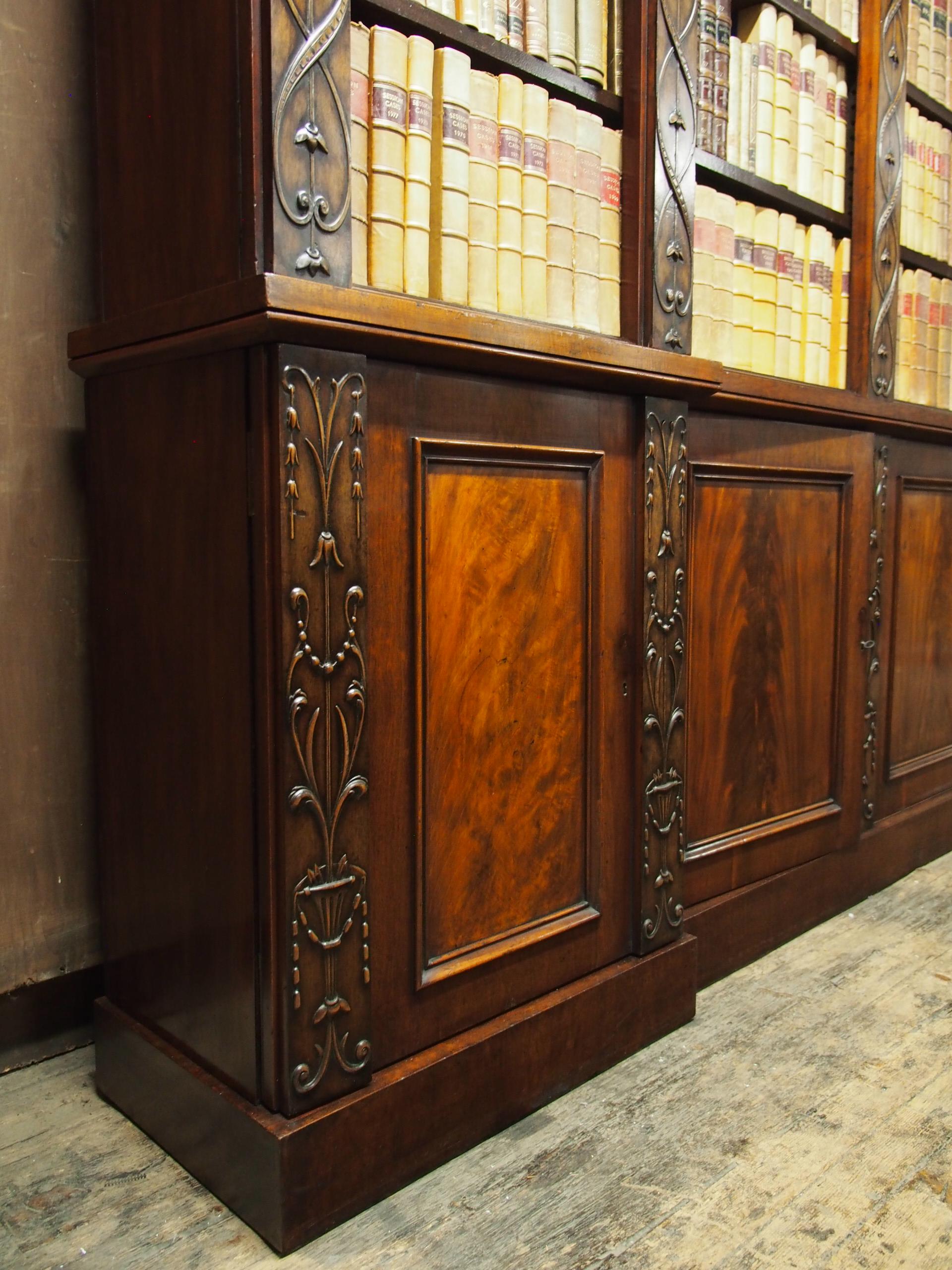 William IV Reverse Breakfront Mahogany Open Bookcase 3