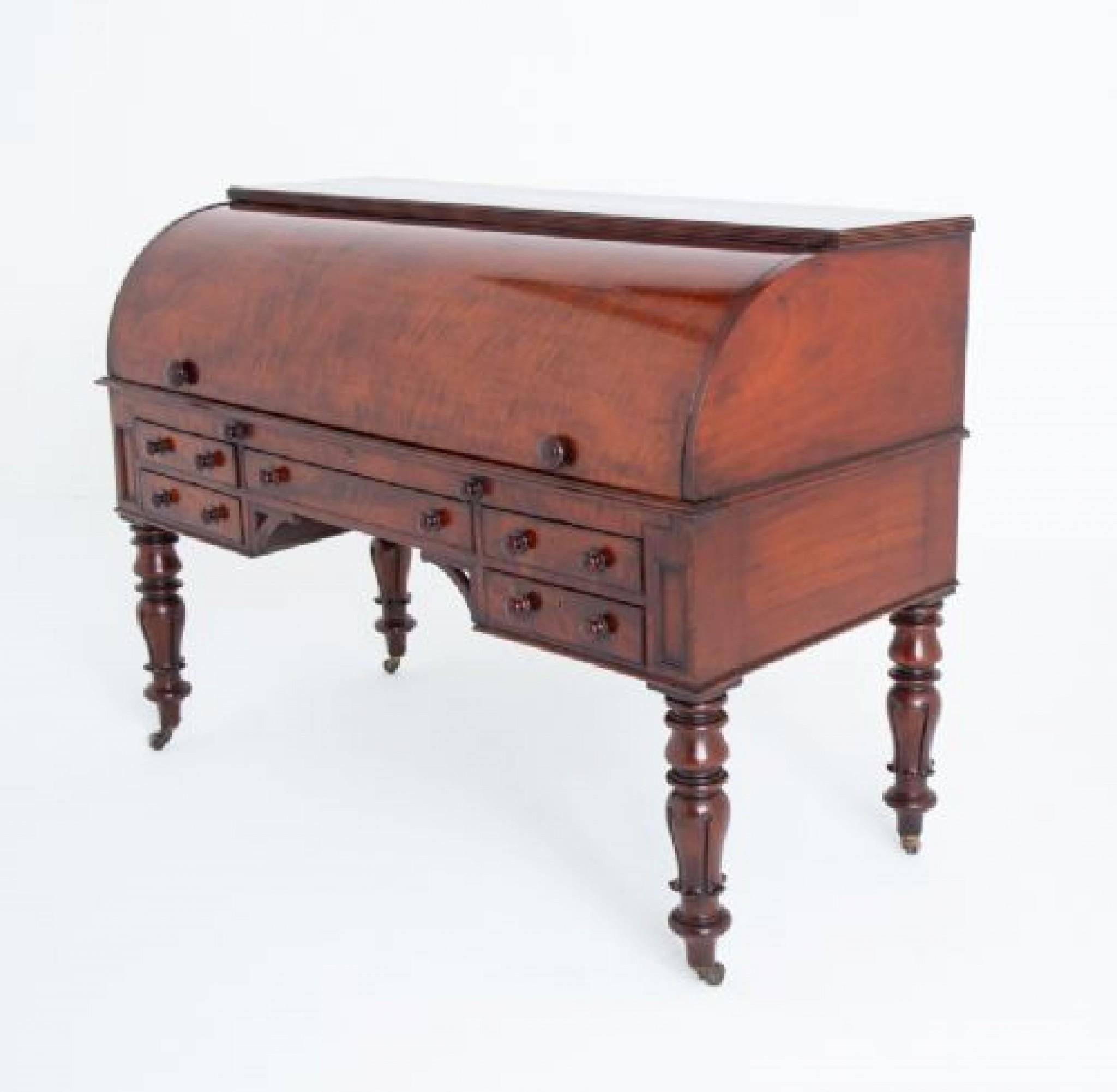 William IV Roll-Top-Schreibtisch Mahagoni 19. Jahrhundert Zylinder Periode im Angebot 10
