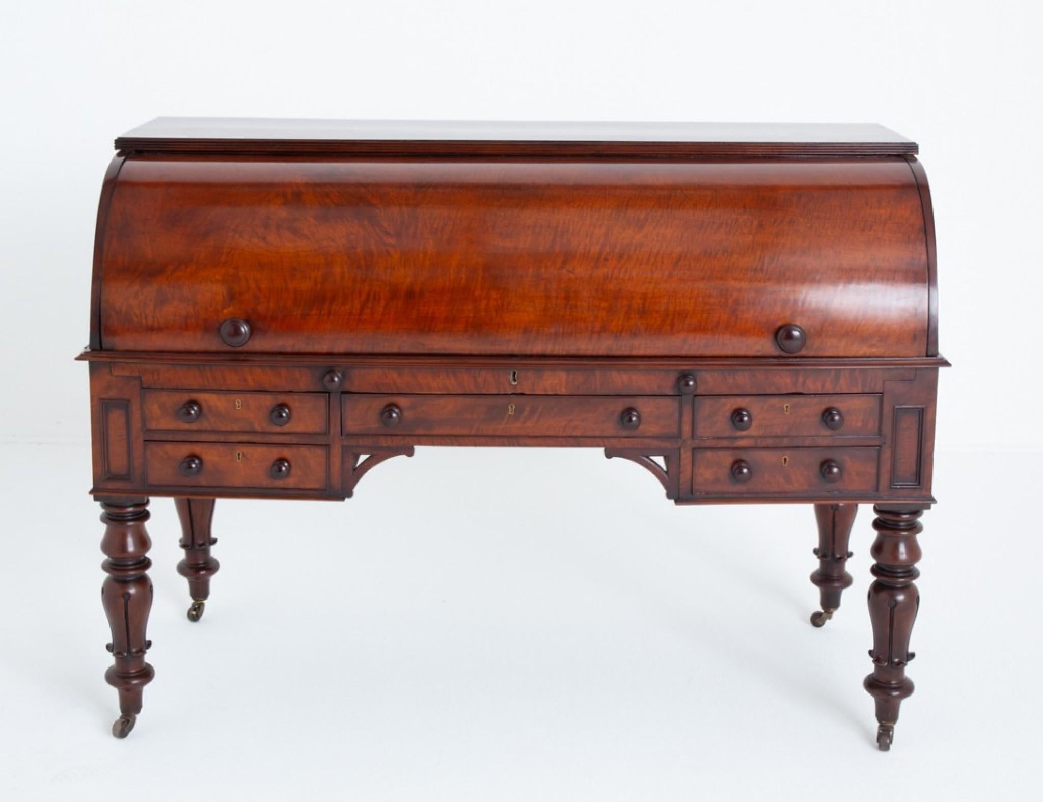 William IV Roll-Top-Schreibtisch Mahagoni 19. Jahrhundert Zylinder Periode (William IV.) im Angebot