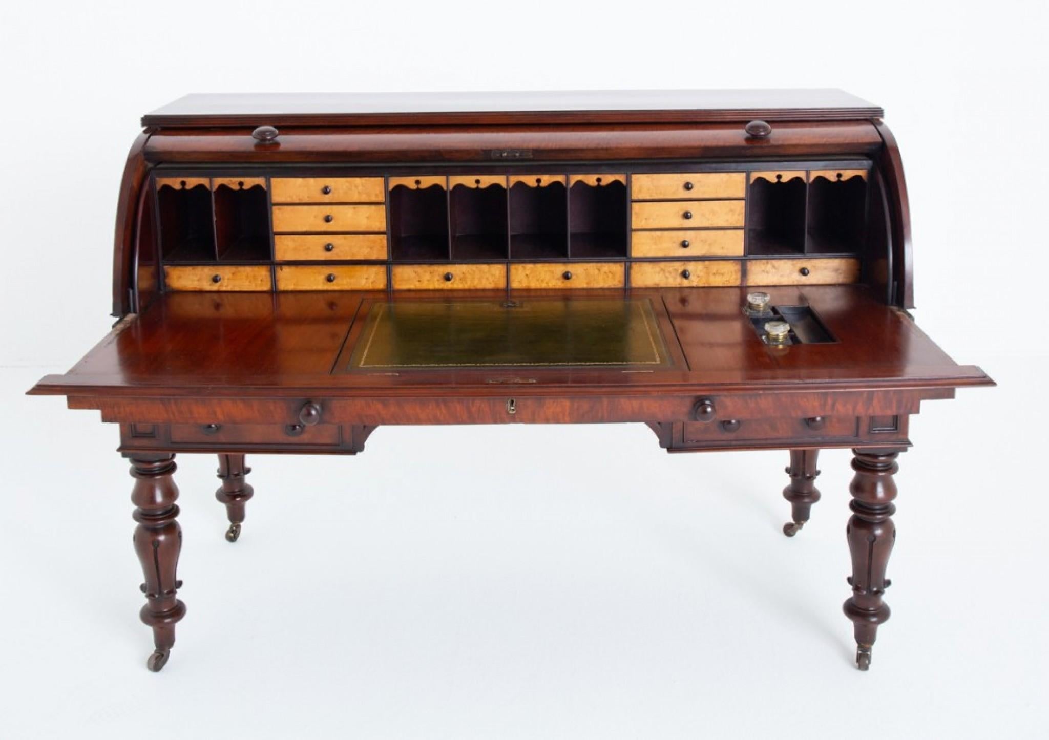 William IV Roll-Top-Schreibtisch Mahagoni 19. Jahrhundert Zylinder Periode im Angebot 1