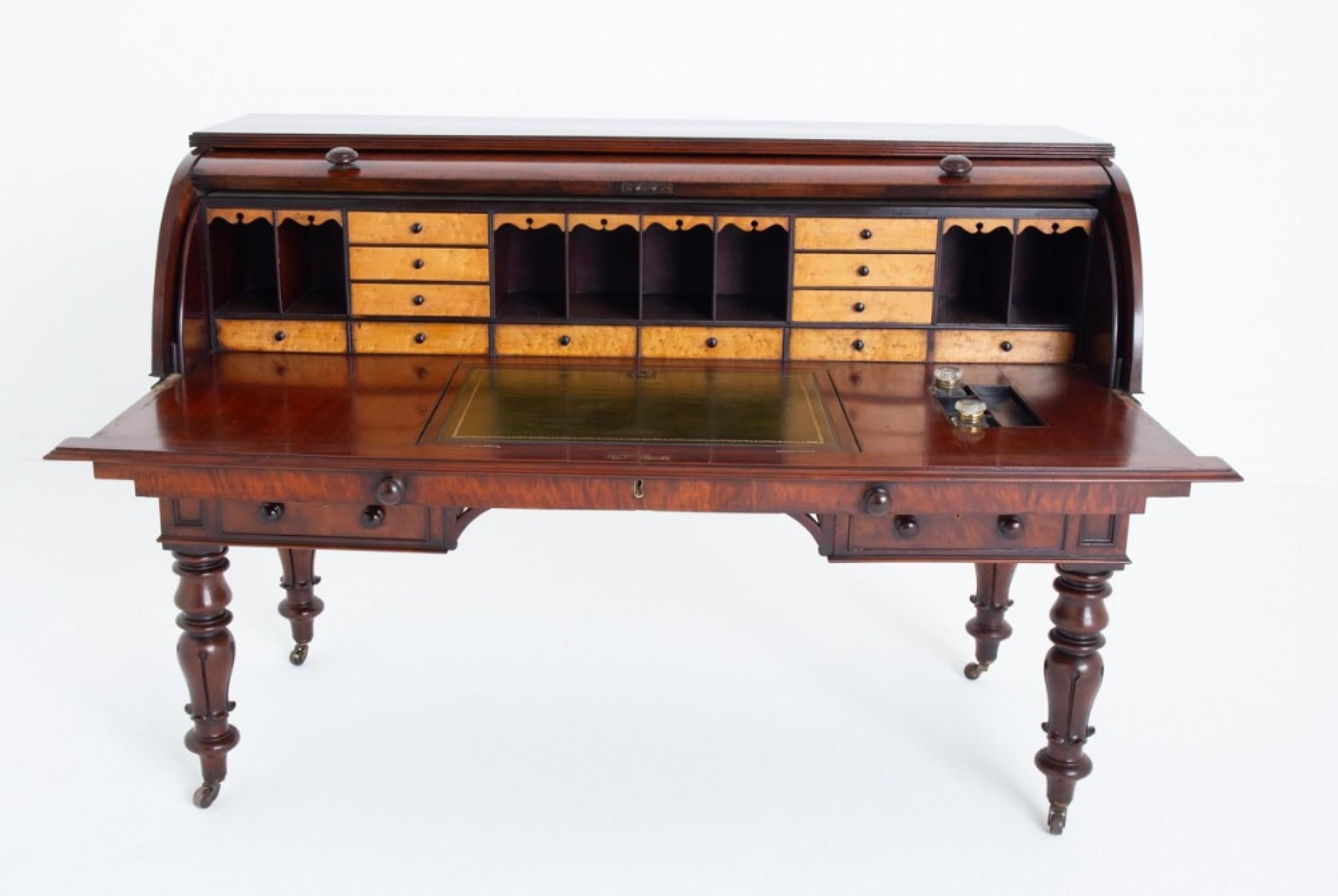 William IV Roll-Top-Schreibtisch Mahagoni 19. Jahrhundert Zylinder Periode im Angebot 2