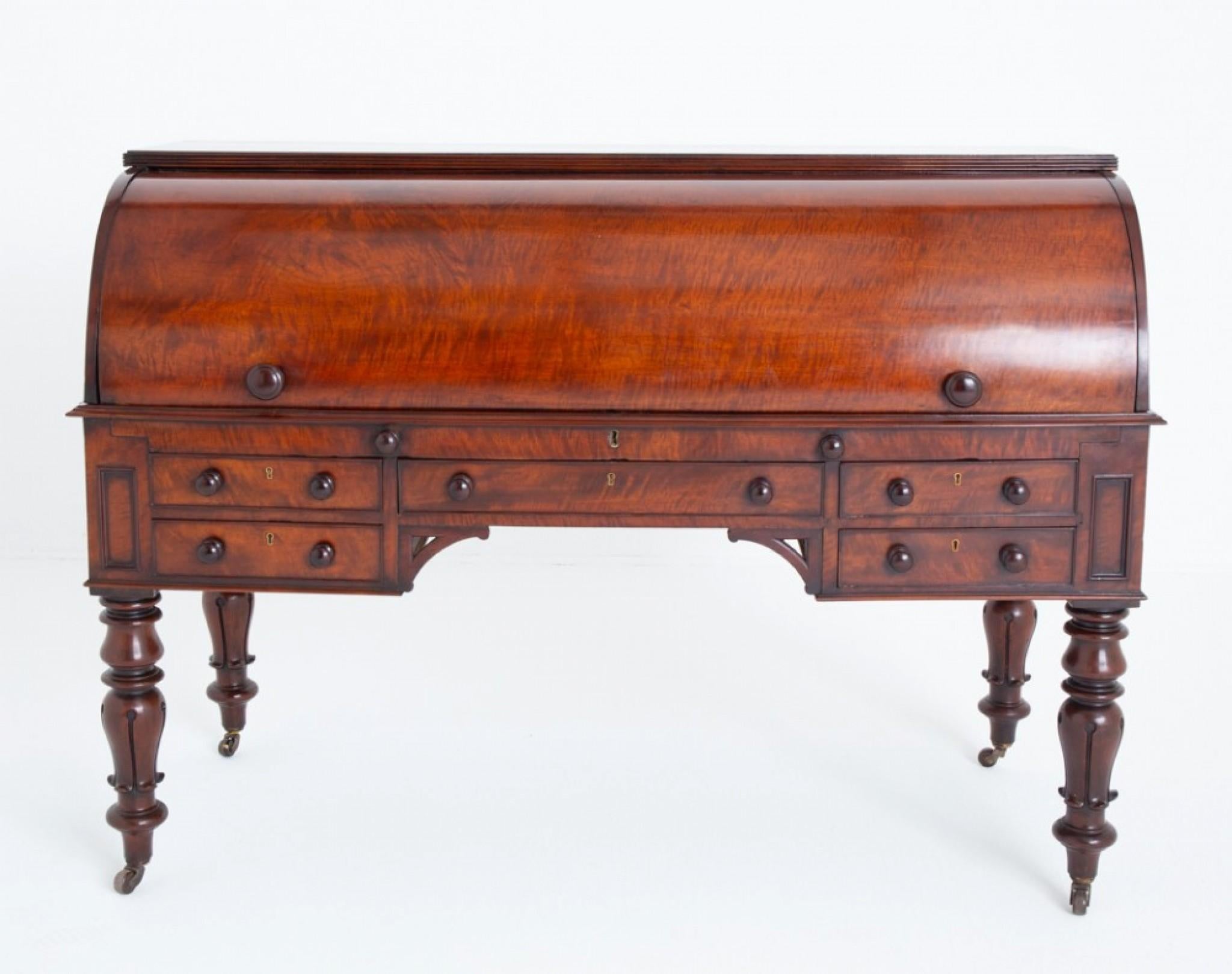 William IV Roll-Top-Schreibtisch Mahagoni 19. Jahrhundert Zylinder Periode im Angebot 4