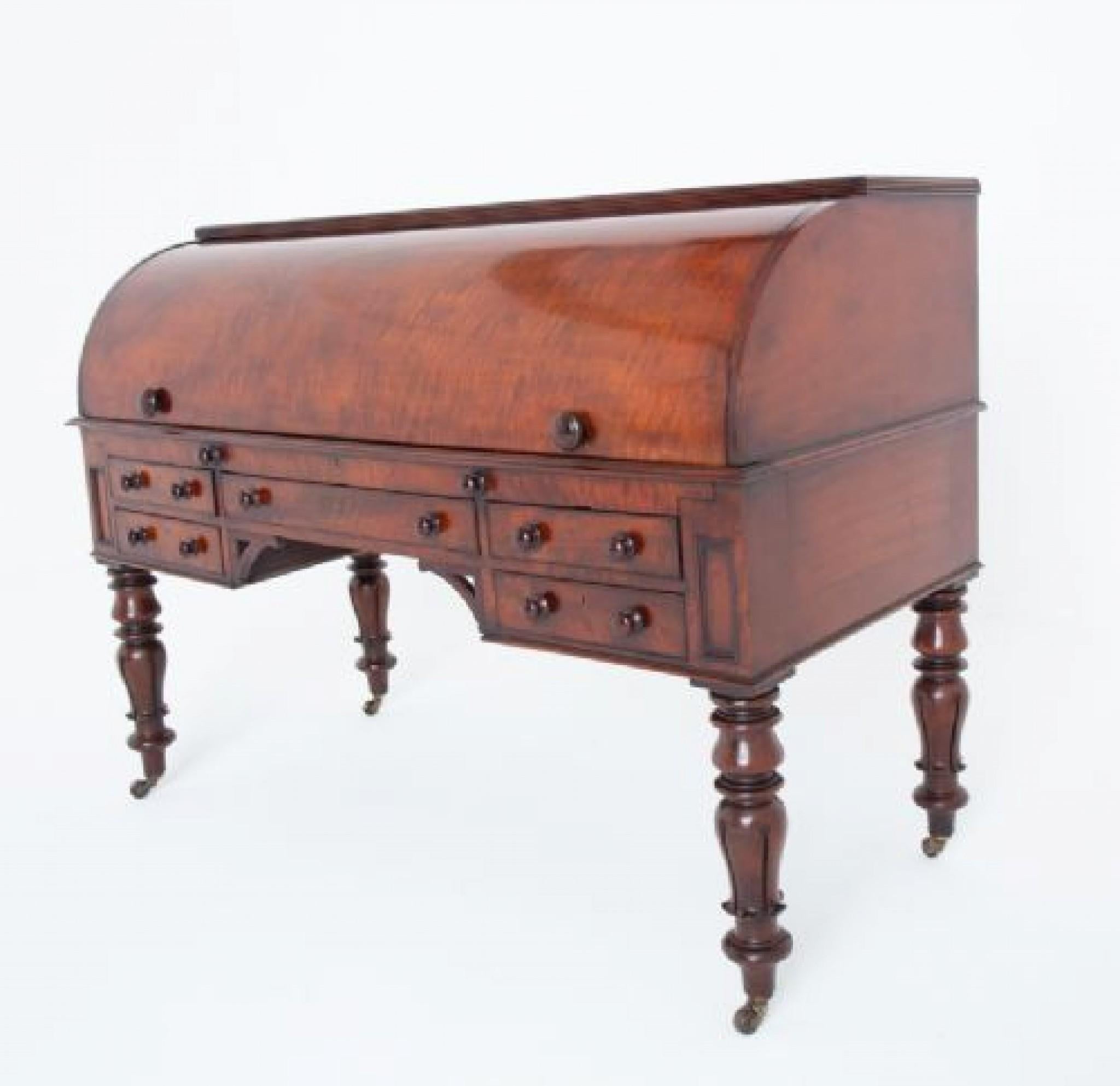 William IV Roll-Top-Schreibtisch Mahagoni 19. Jahrhundert Zylinder Periode im Angebot 5