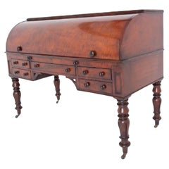 William IV Roll Top Desk Mahogany 19th Century Cylinder Period