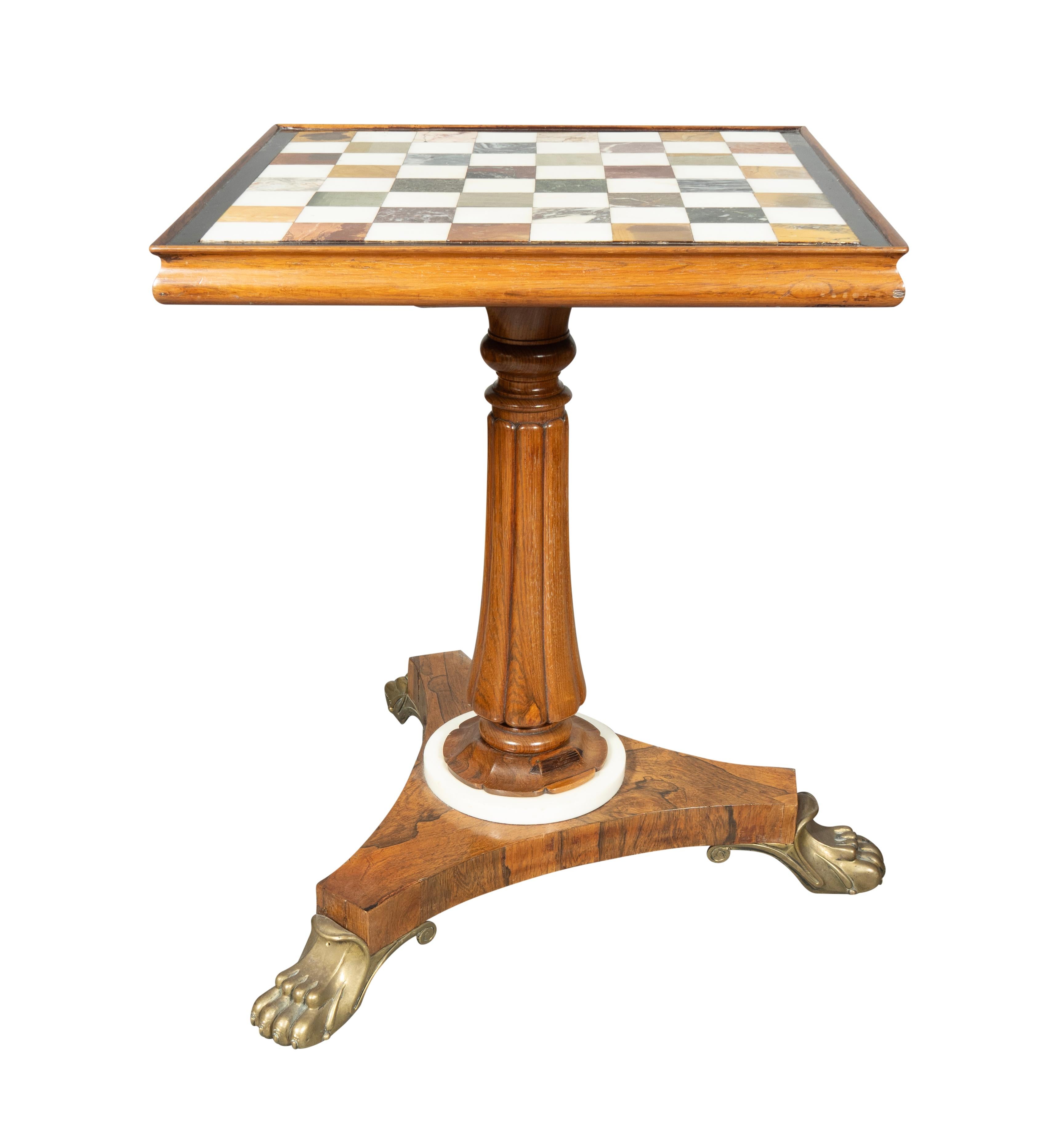 Mesa de juegos William IV de palisandro y mármol Guillermo IV en venta