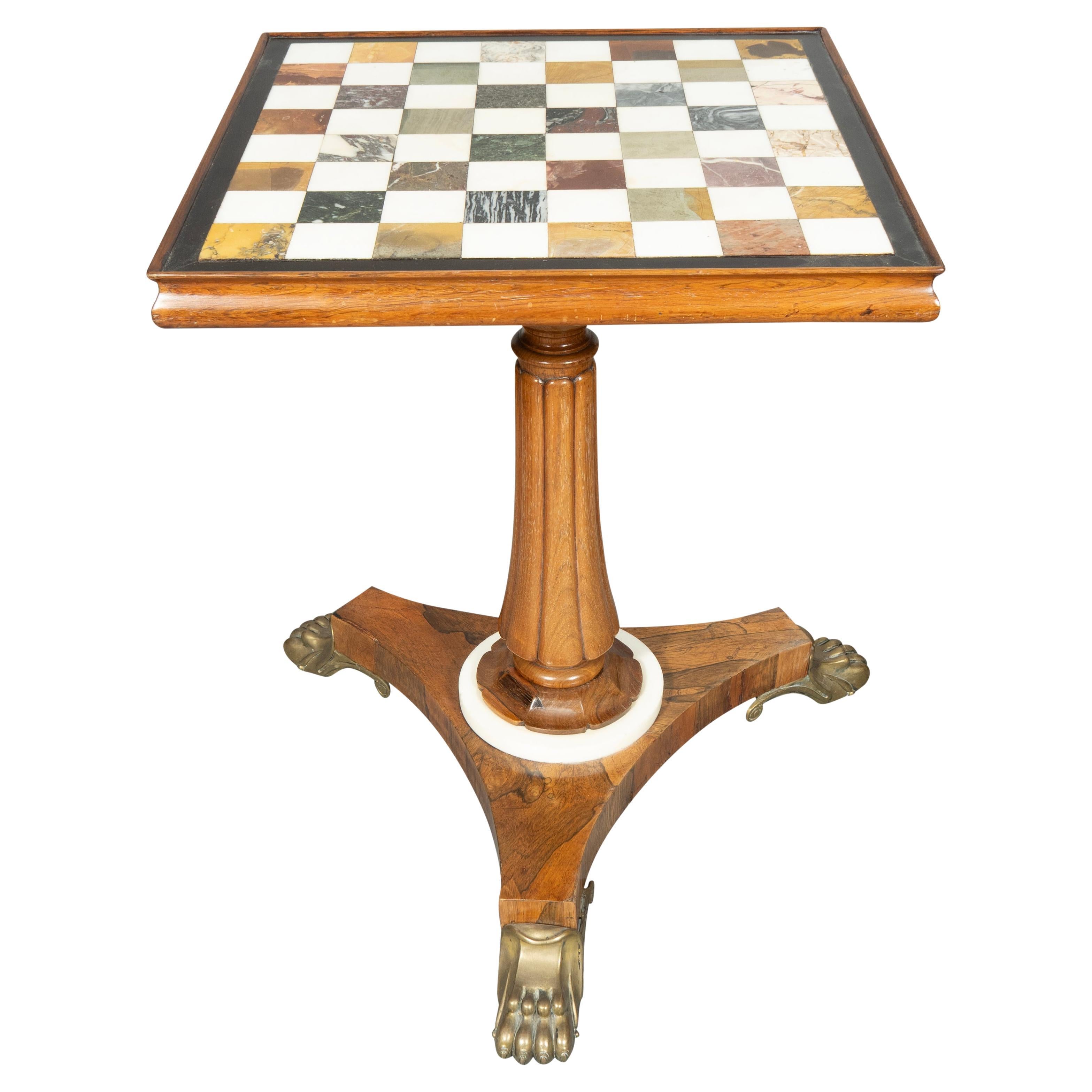William IV. Spieltisch aus Rosenholz und Marmor