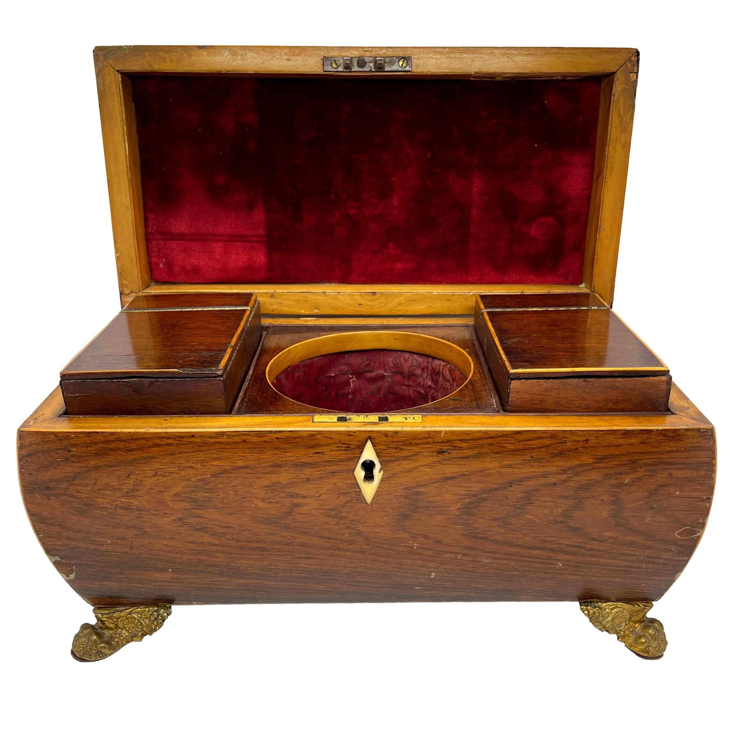 William IV Rosewood and Satinwood-Banded Tea, English, ca. 1835 1