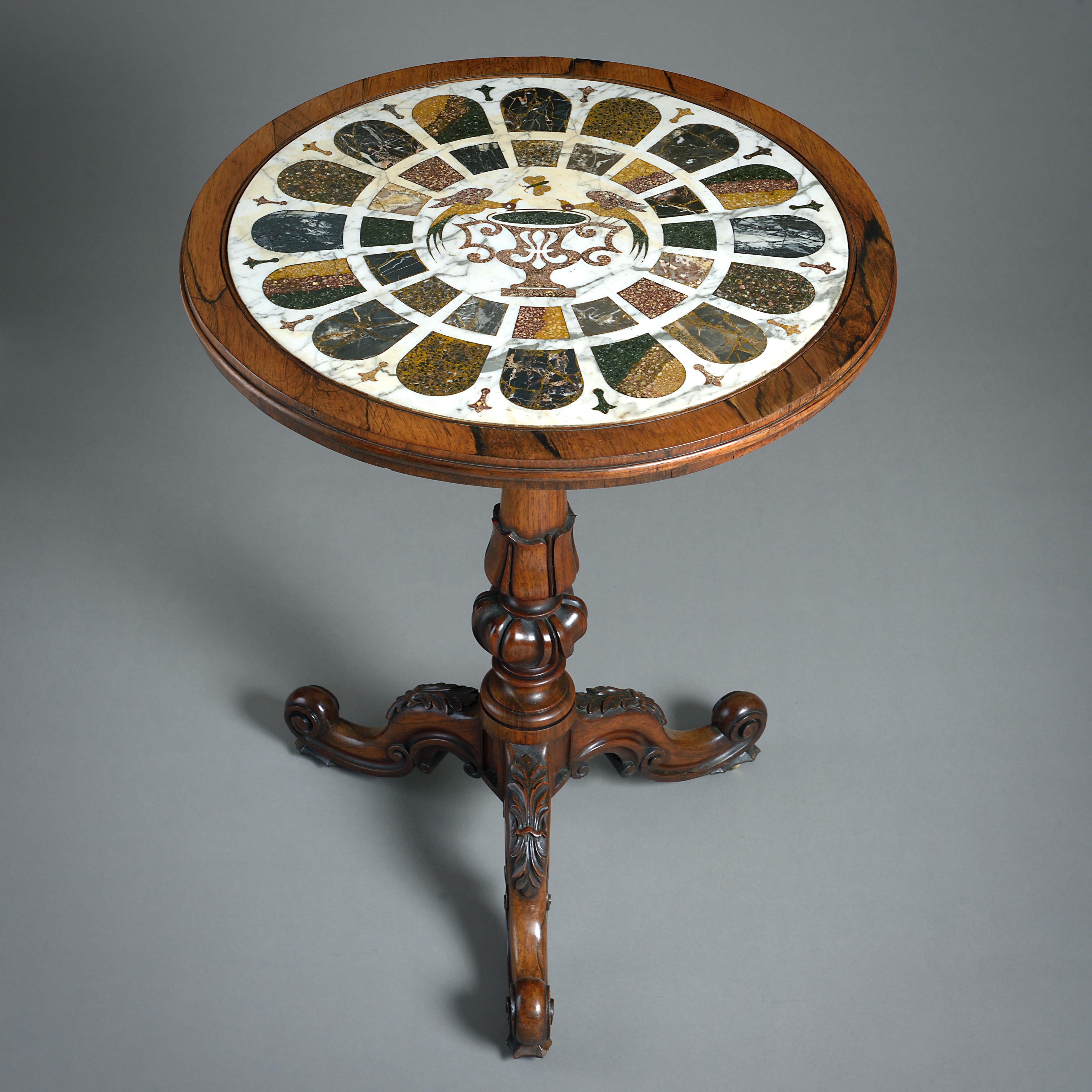 Mesa de palisandro y mármol de William IV siglo XIX en venta