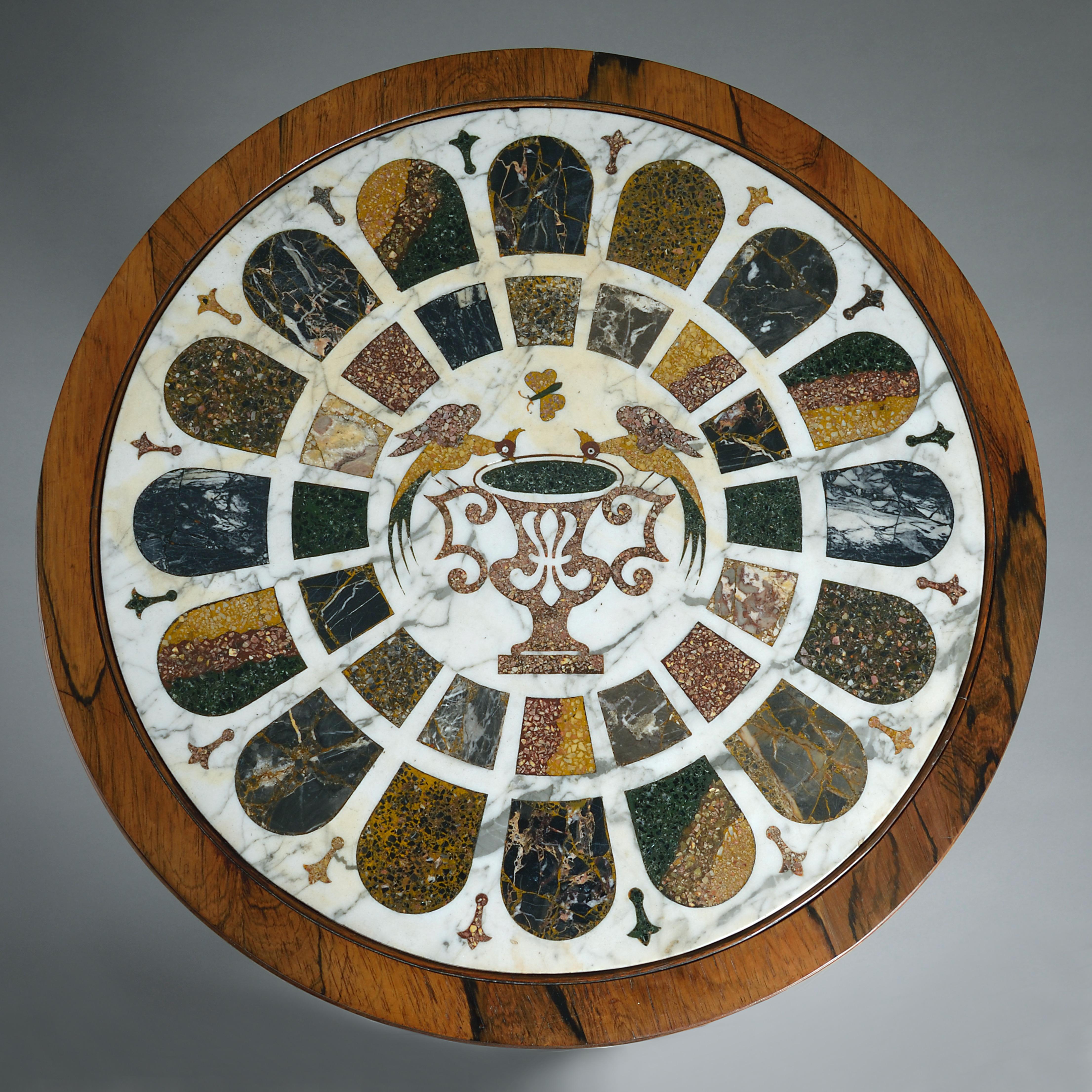Mesa de palisandro y mármol de William IV Mármol en venta