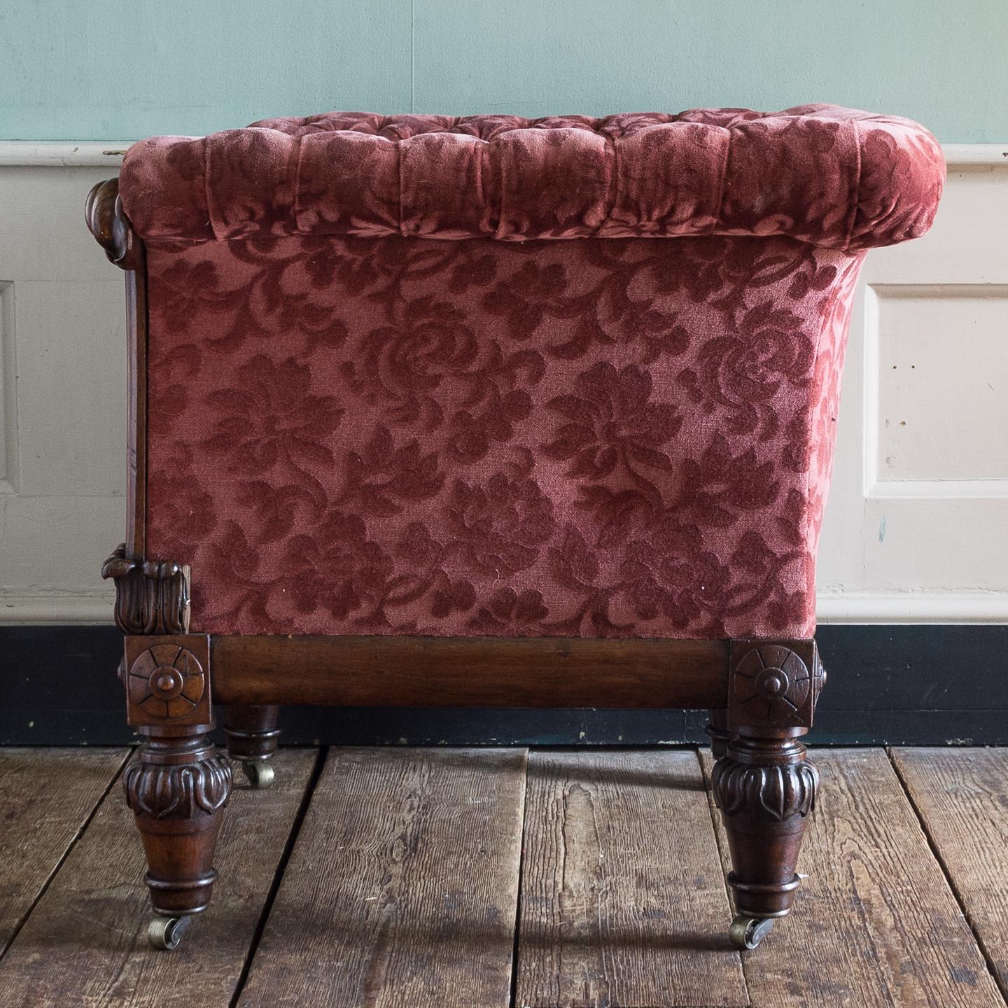 Carved William IV Rosewood Armchair