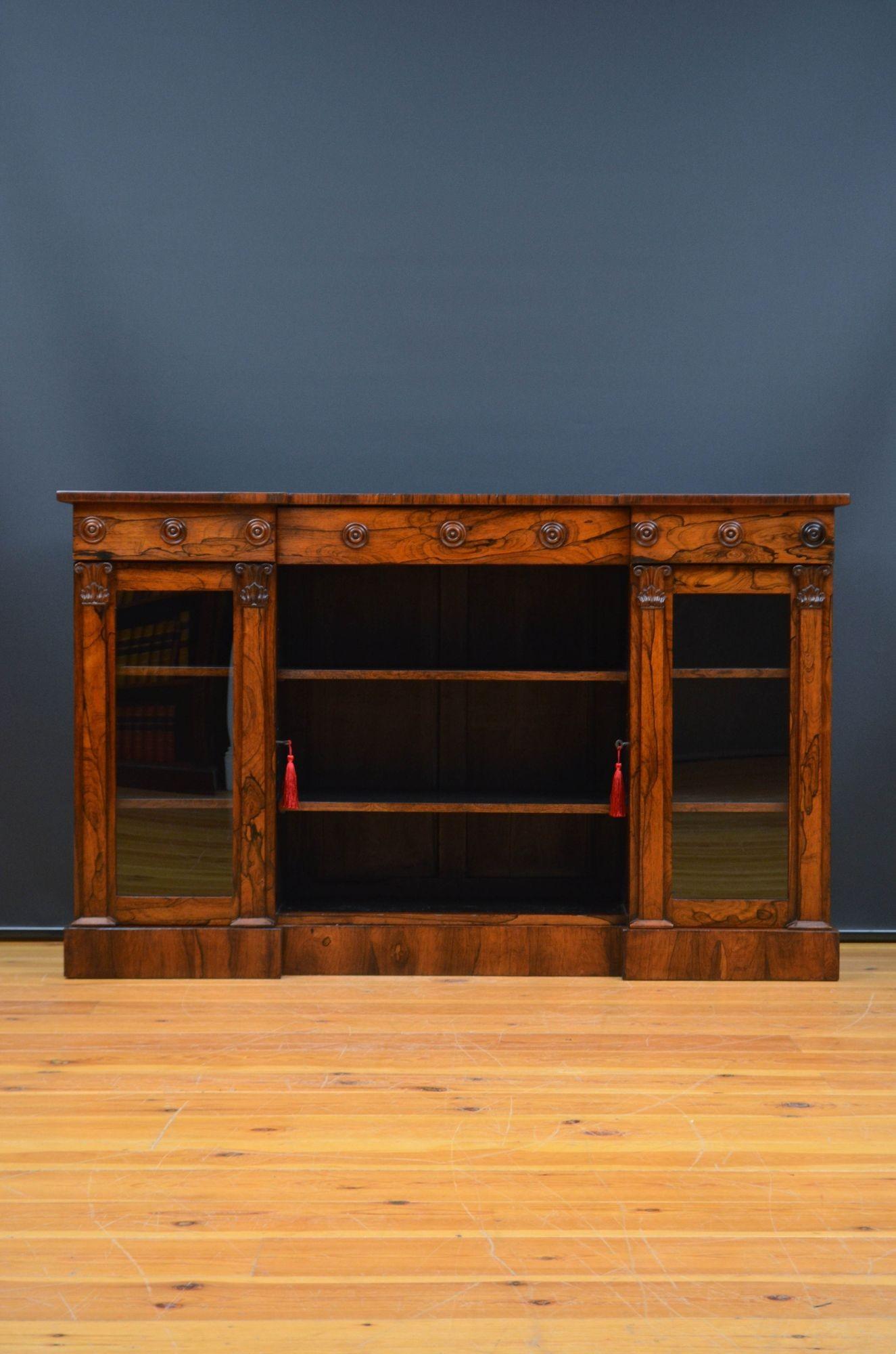 English William IV Rosewood Bookcase or Sideboard For Sale