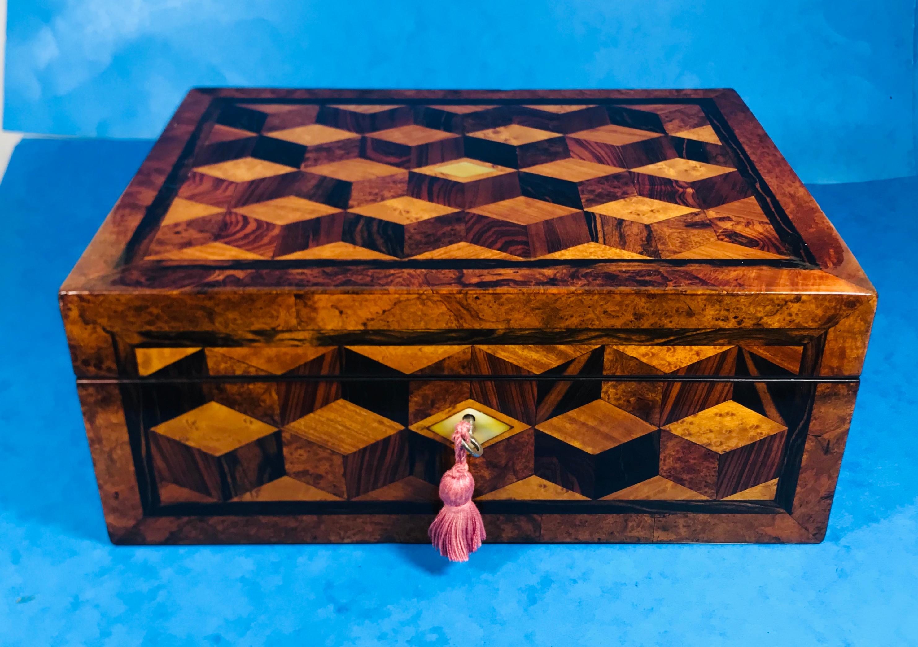 William iv Rosewood Box with Specimen Wood Inlay For Sale 8
