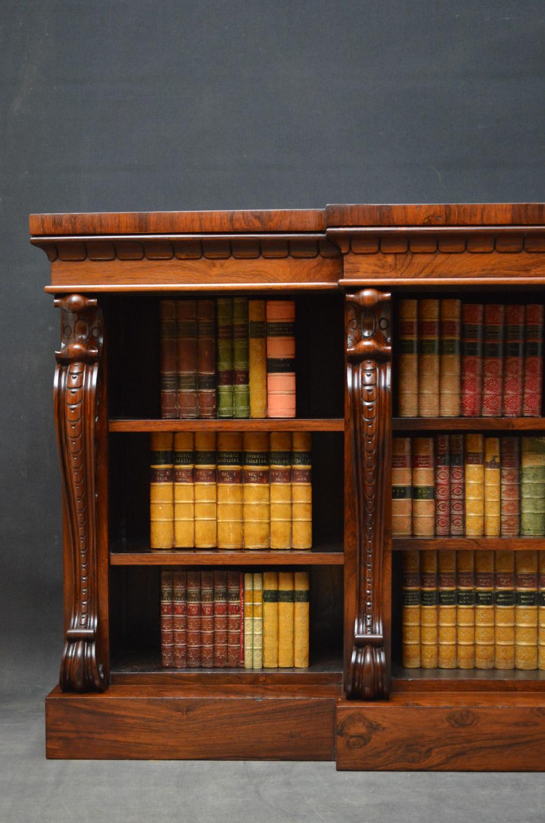 William IV Rosewood Breakfront Open Bookcase (Mittleres 19. Jahrhundert)