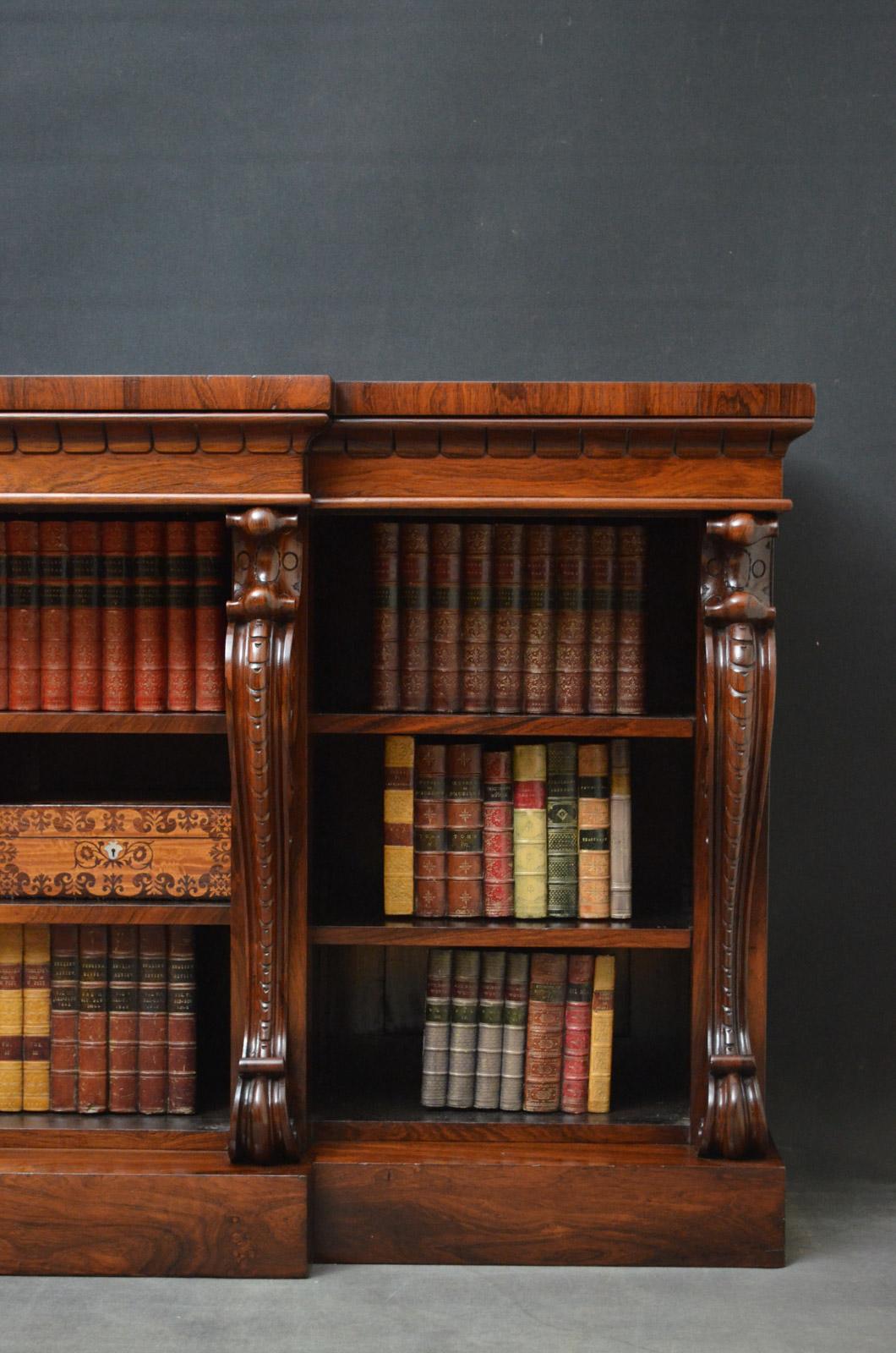 William IV Rosewood Breakfront Open Bookcase 1