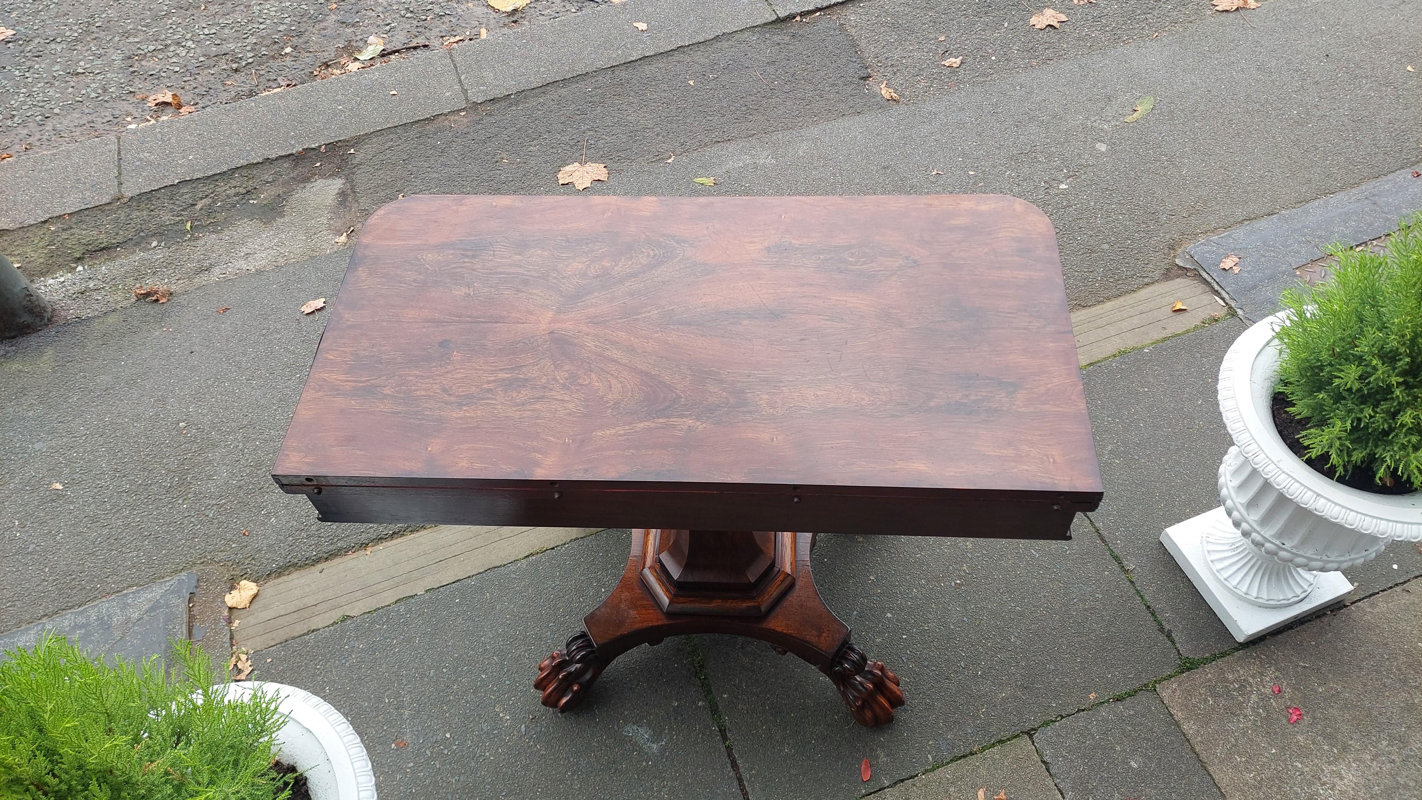 Mid-19th Century William IV Rosewood Card Folding Table For Sale