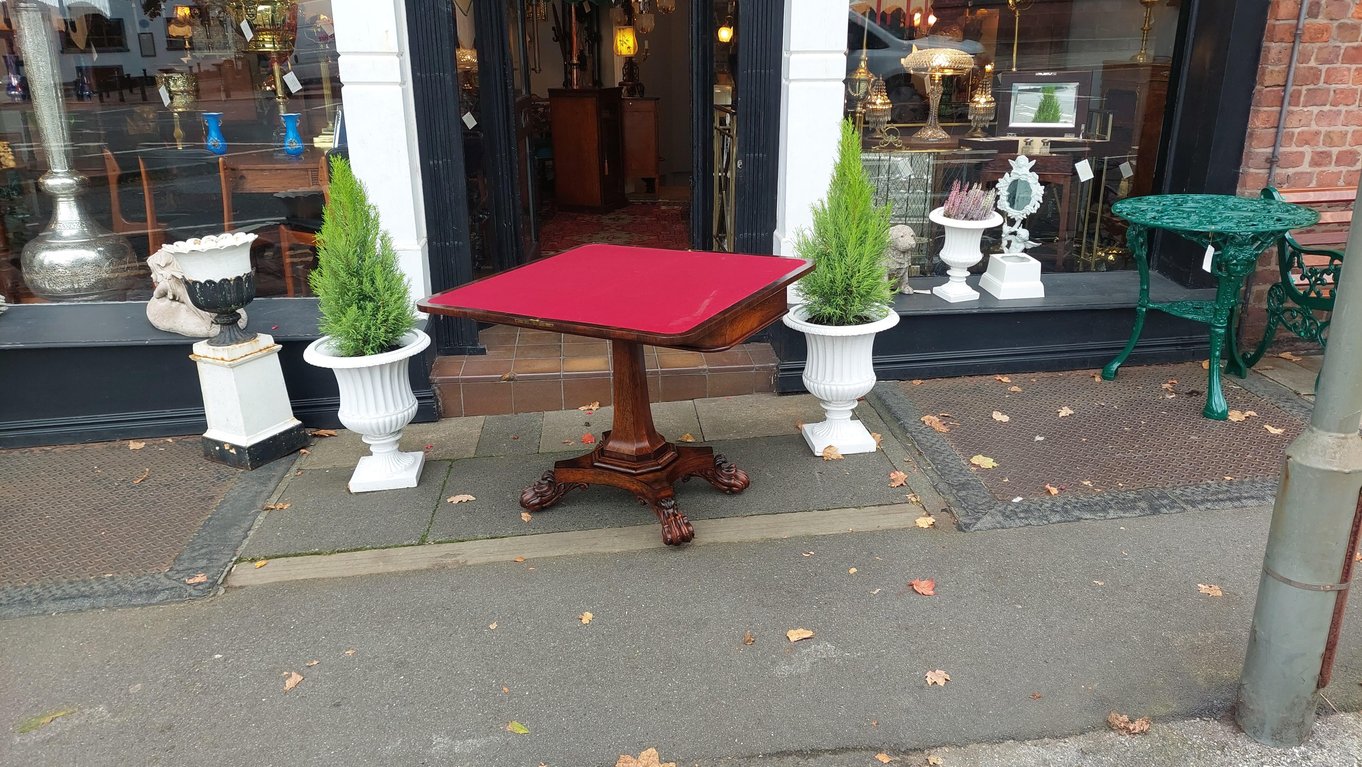 William IV Rosewood Card Folding Table For Sale 3
