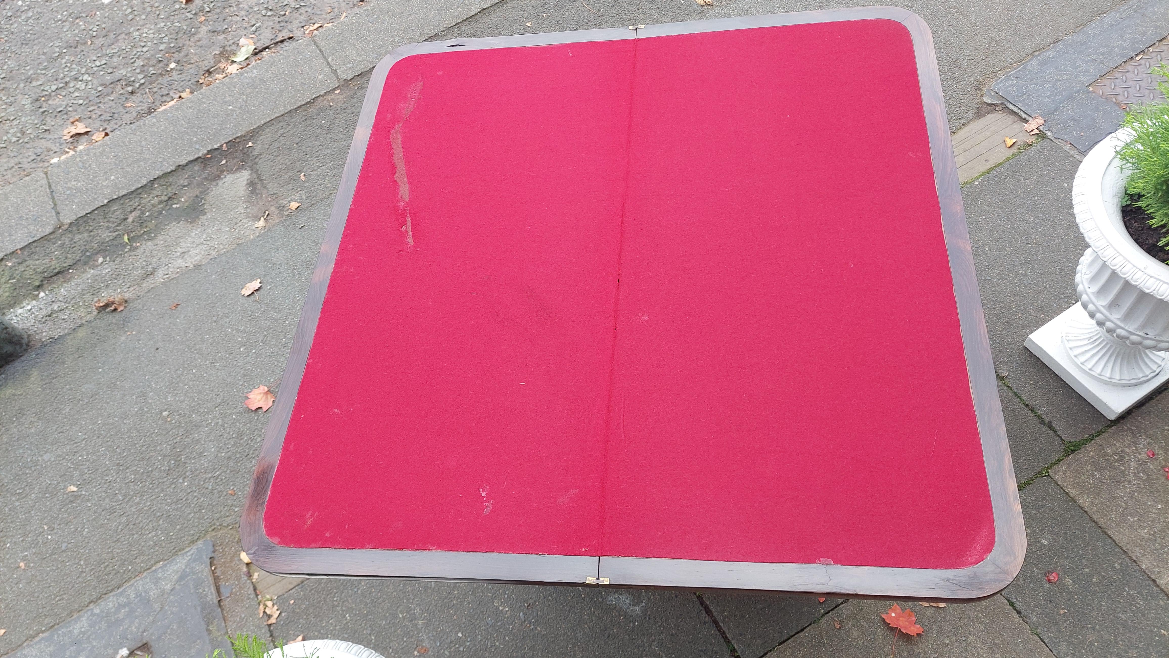 William IV Rosewood Card Folding Table For Sale 4