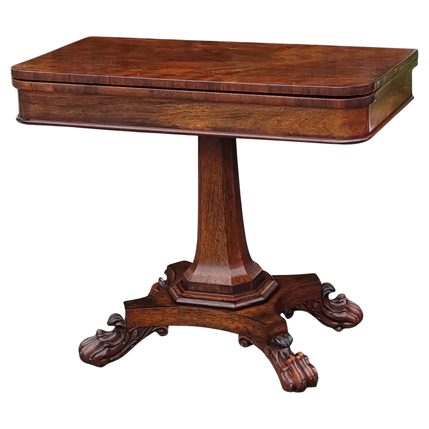 William IV Rosewood Card Folding Table For Sale