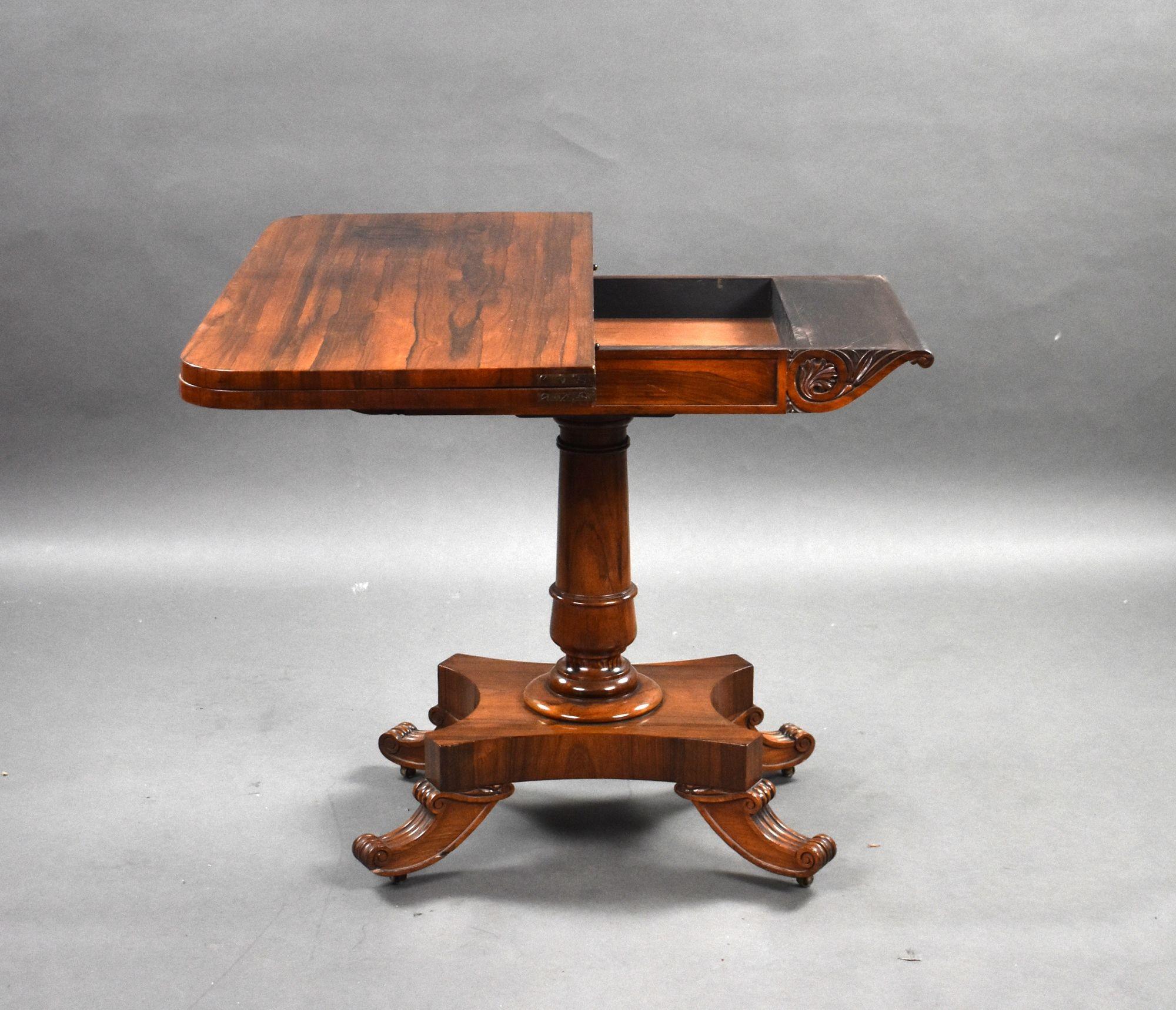 William IV Rosewood Card Table For Sale 1