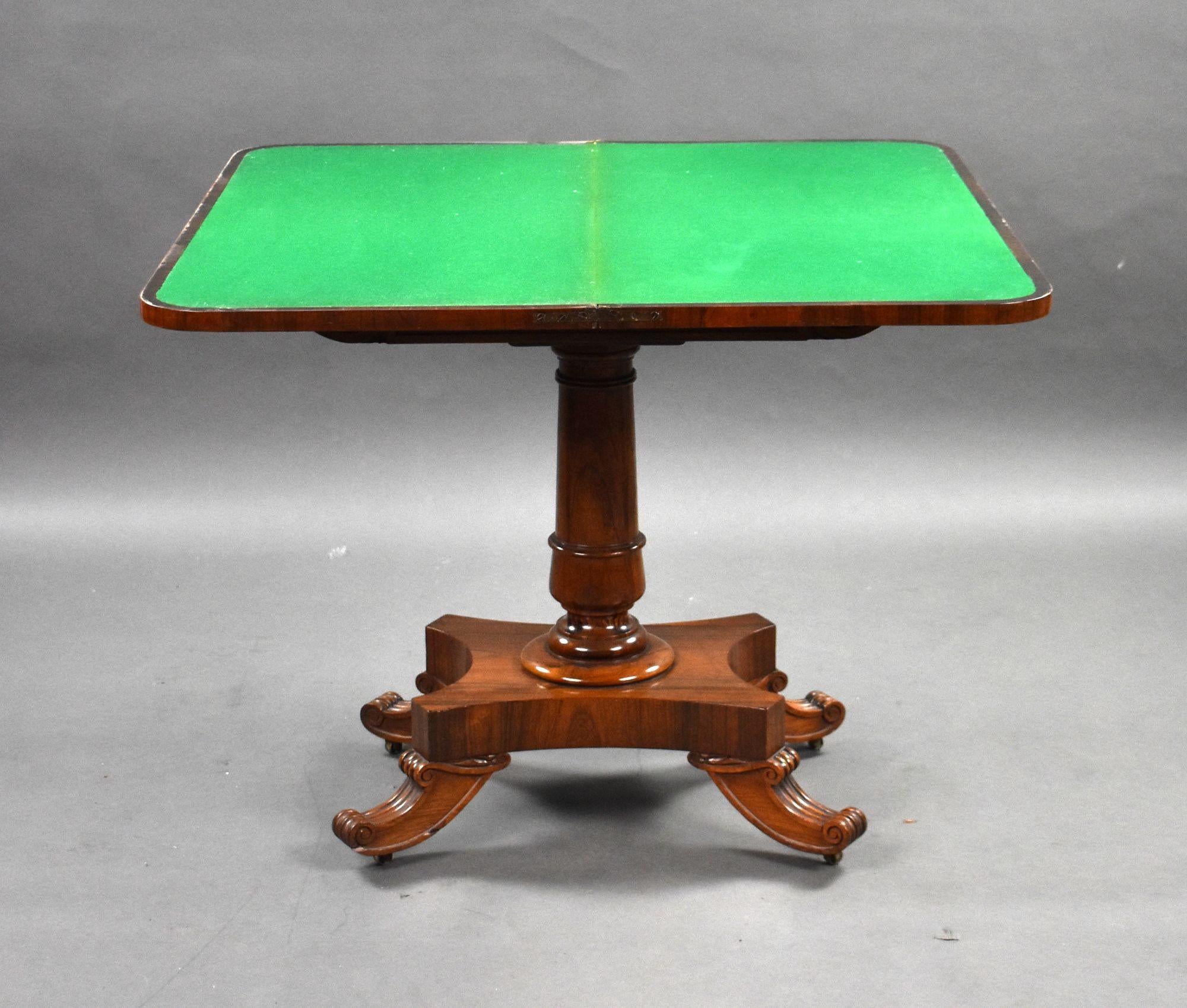 William IV Rosewood Card Table For Sale 2