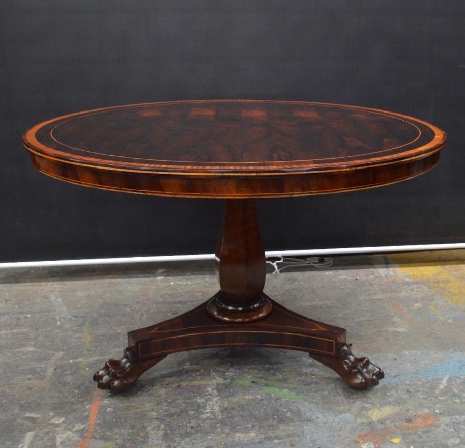 William IV Rosewood  Center / Breakfeast Table w/ Satinwood Inlay, 19th Century 7