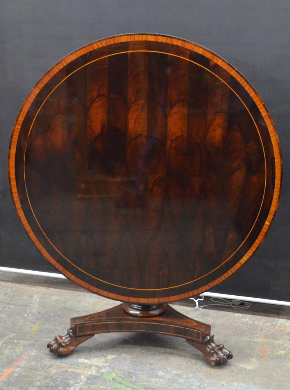 William IV Rosewood  Center / Breakfeast Table w/ Satinwood Inlay, 19th Century 1
