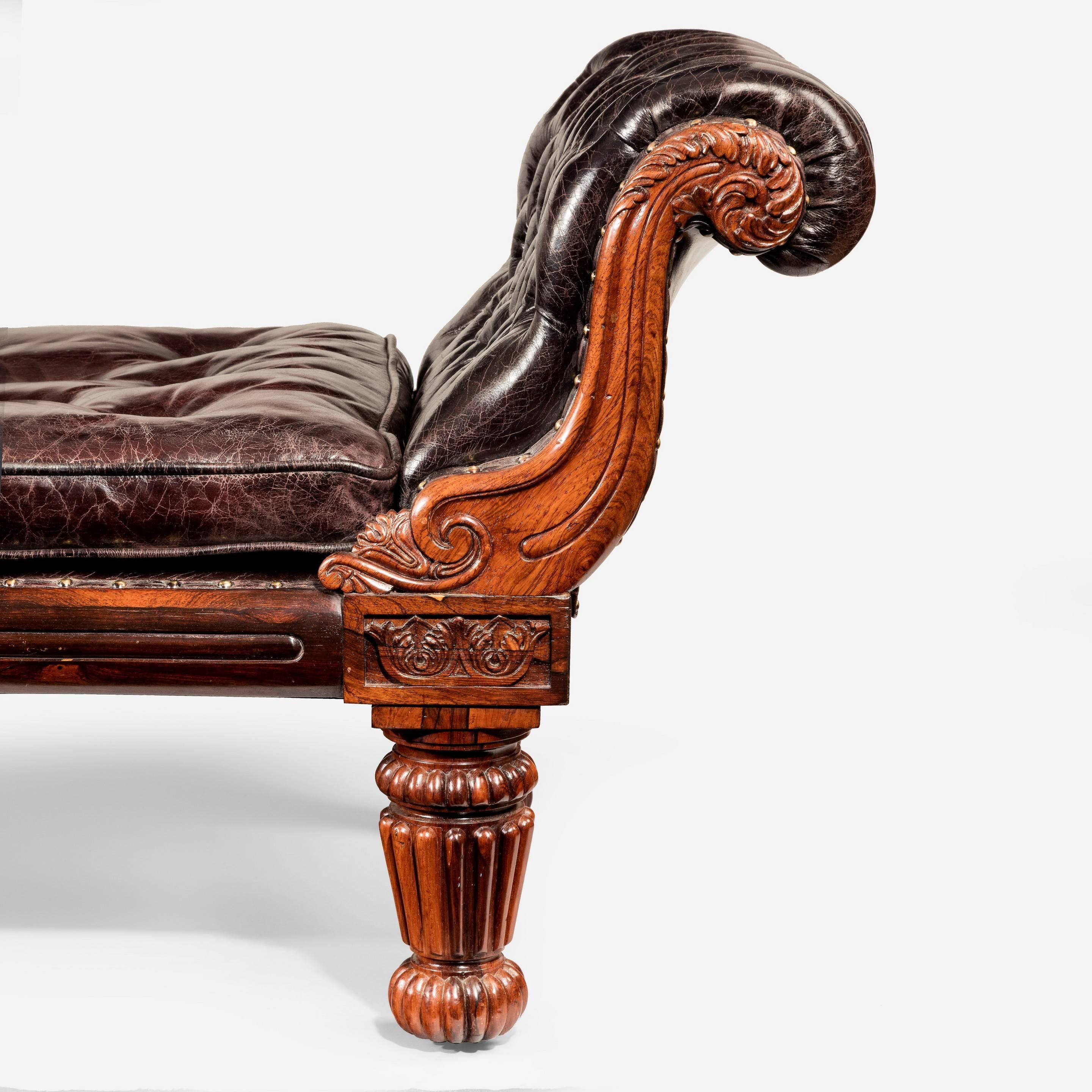 William IV Rosewood Chaise Longue Attributed to Gillows In Good Condition For Sale In Lymington, Hampshire