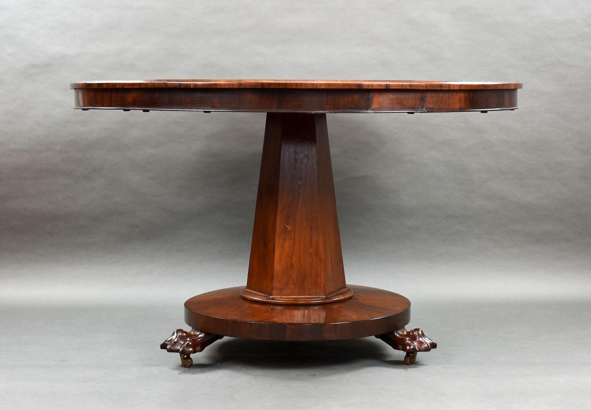 English William IV Rosewood Circular Breakfast Table For Sale