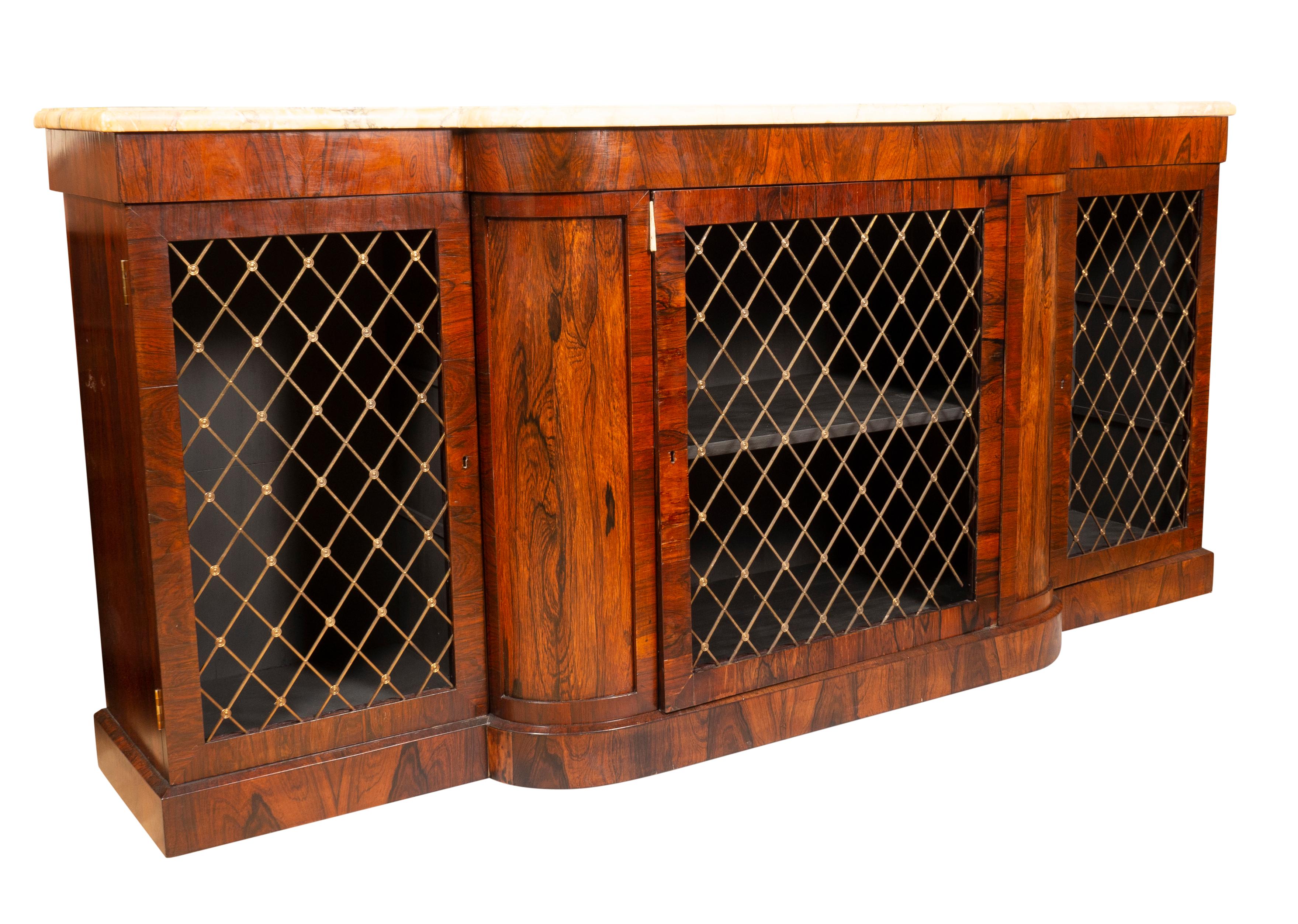 English William IV Rosewood Credenza For Sale