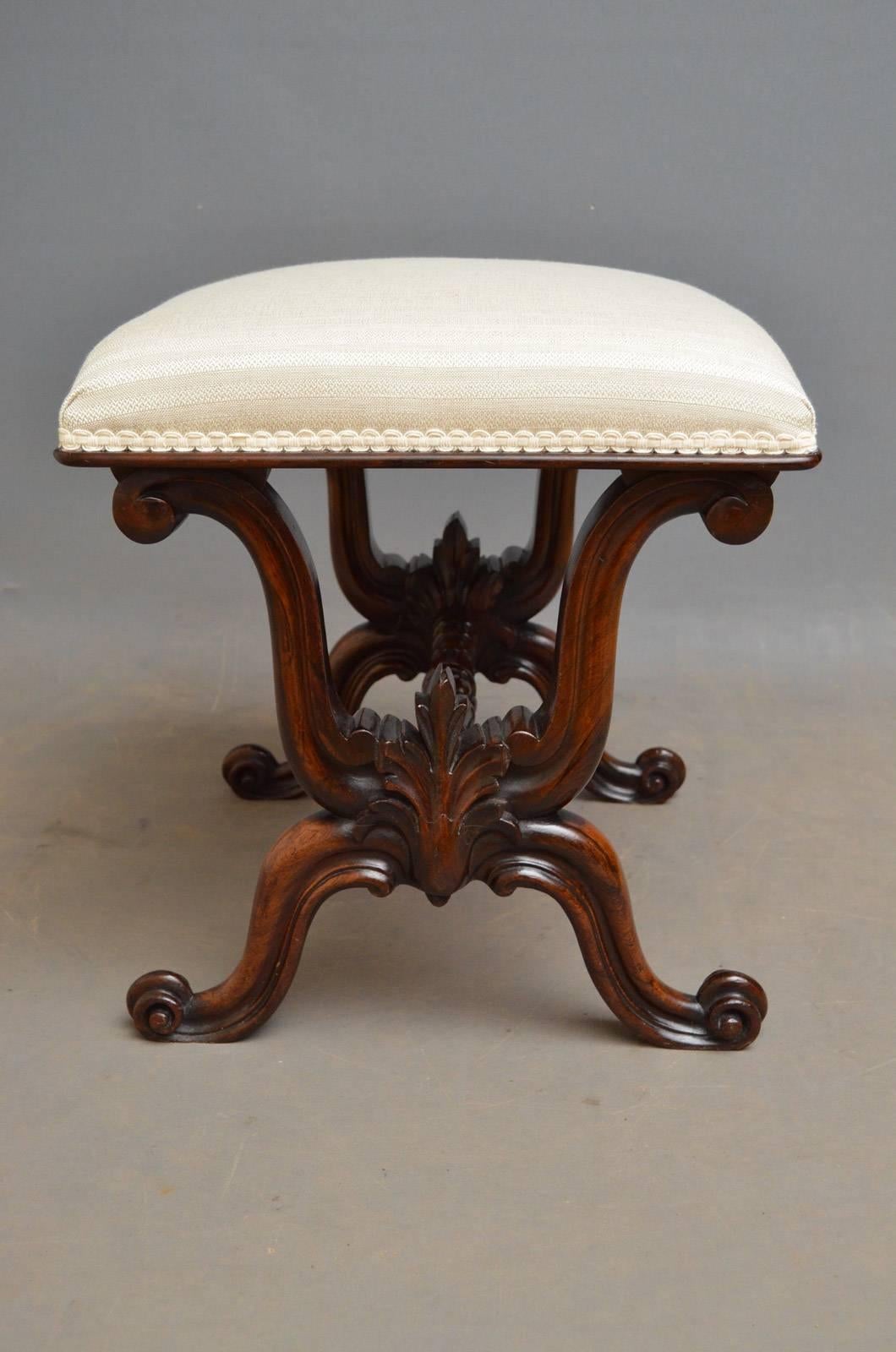 Mid-19th Century William IV Rosewood Dressing Table Stool